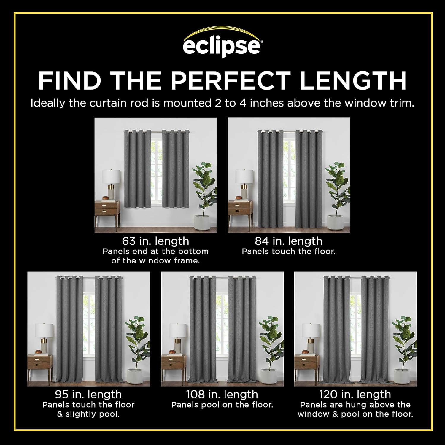Eclipse Pembroke – Cortinas de lino sintético con ojales, 108 pulgadas de largo x 42 pulgadas de ancho, cortinas con aislamiento térmico y reducción