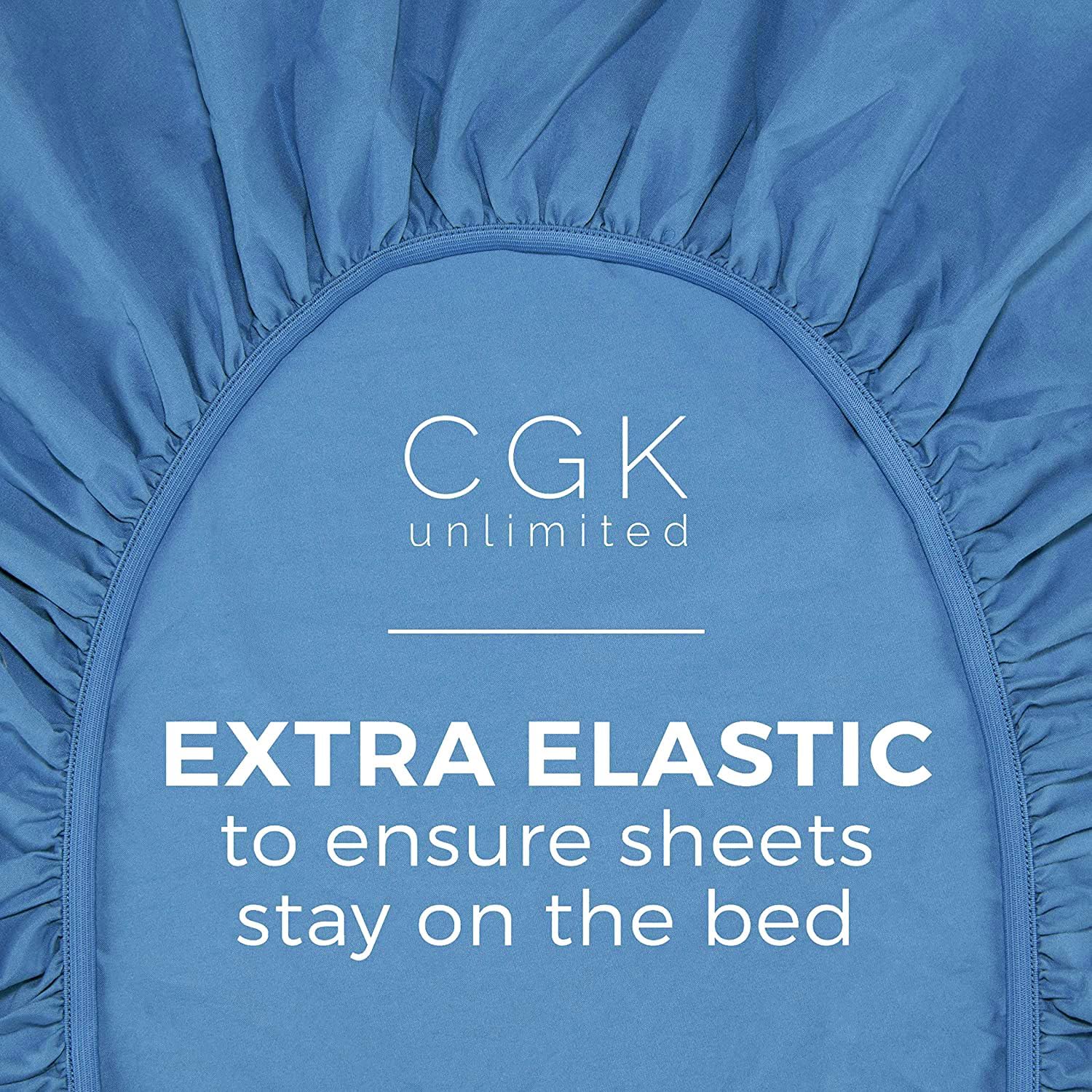 CGK Unlimited – Sábana bajera ajustable de lujo, para hotel, se adapta a colchones de hasta 16 pulgadas, extrasuave, sin arrugas, transpirable y