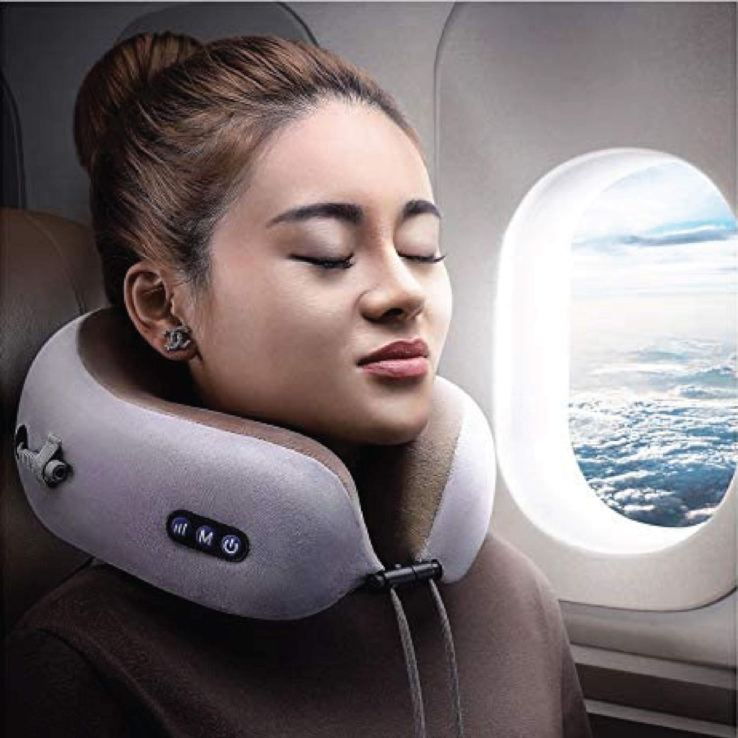 TRAKK Masajeador de cuello y almohada de viaje, almohada de cuello en forma de U y masajeador eléctrico para músculos, hombros, dolor cervical y