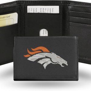 Rico Industries NFL – Cartera de piel auténtica bordada de tres pliegues de 3.25 x 4.25 pulgadas, delgada Rico Industries NFL – Cartera de piel auténtica bordada de tres pliegues de 3.25 x 4.25 pulgadas, delgada