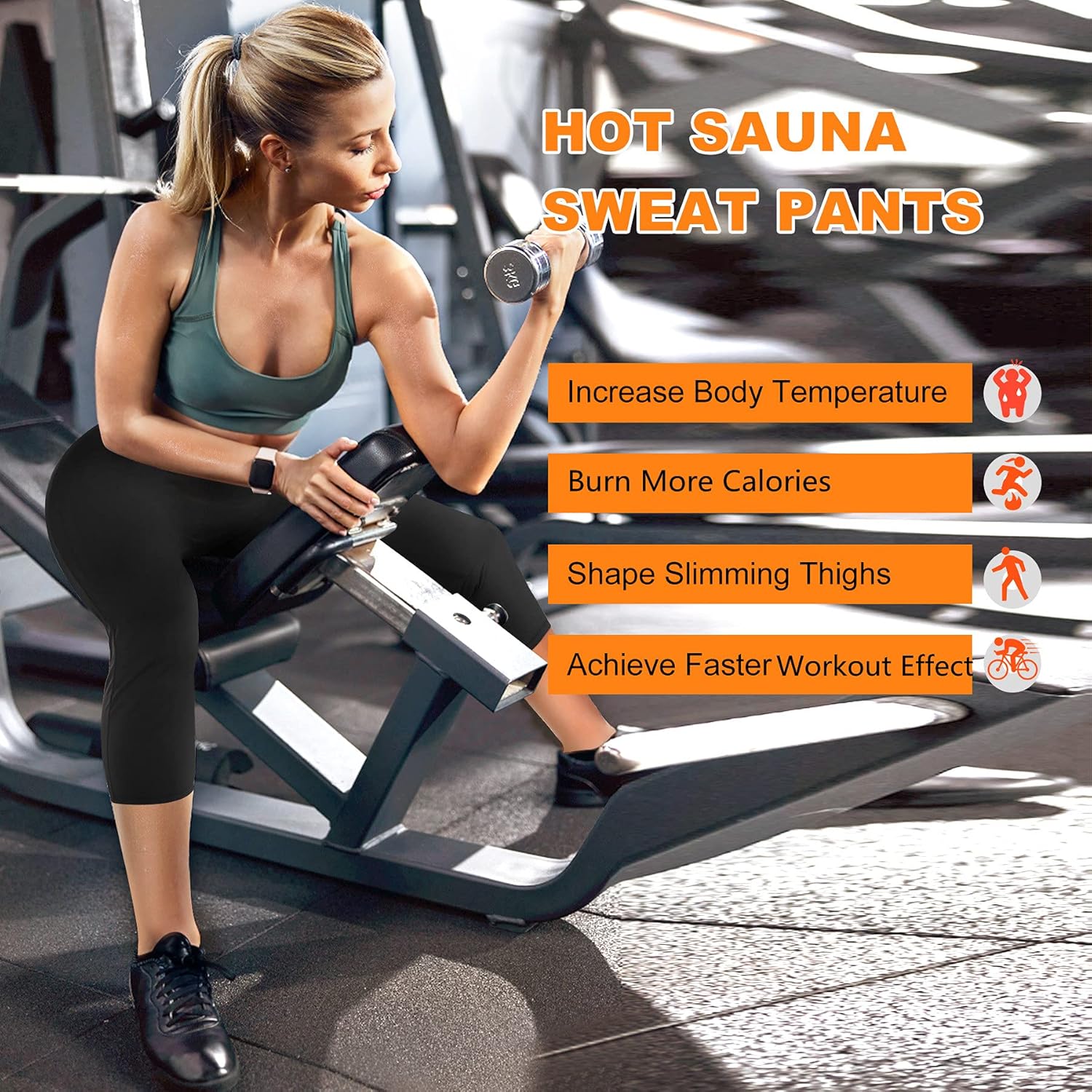URSEXYLY Pantalones deportivos de sauna para mujer, leggings térmicos para ejercicio, cintura alta, adelgazamiento, entrenamiento de cintura, capris