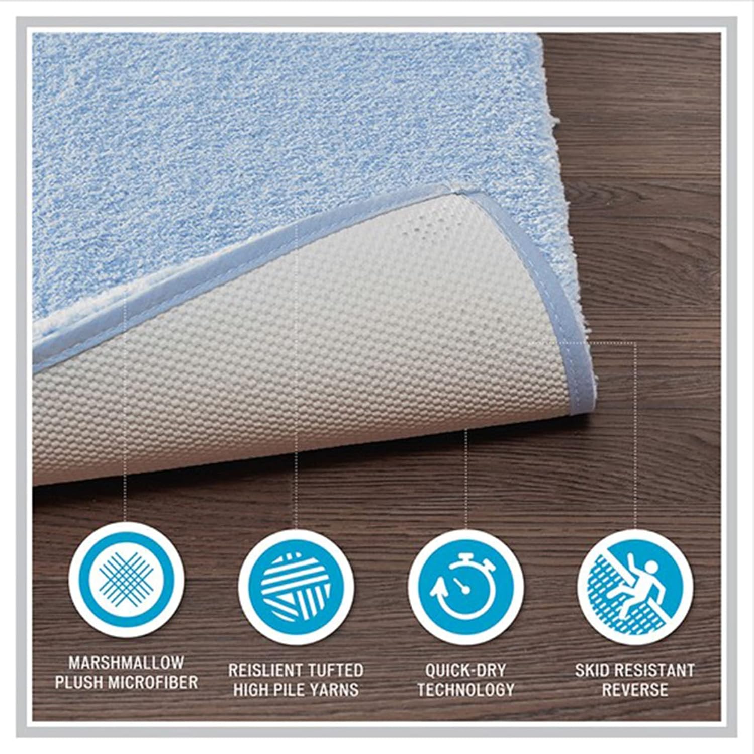 MADISON PARK SIGNATURE Marshmallow – Alfombra de baño antideslizante, de felpa lujosa, absorbente, de secado rápido, diseño de spa, decoración de