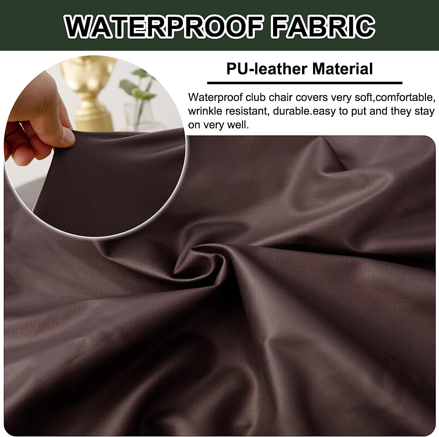 Funda impermeable para silla de bañera, 1 pieza, funda de piel sintética para silla de club, funda elástica para sillón, funda de silla de barril