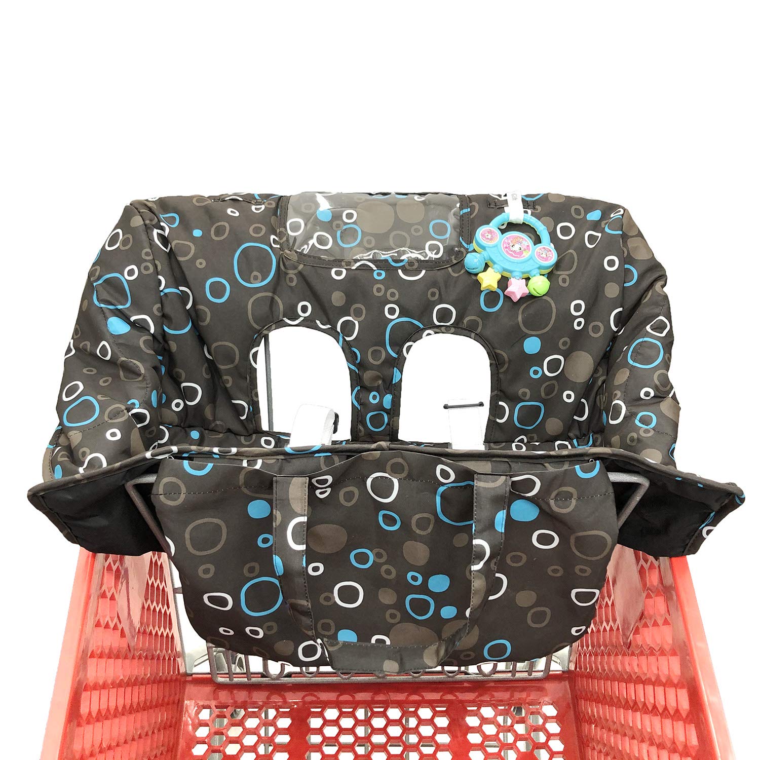 Funda de asiento portátil 2 en 1 para carrito de comestibles y funda para silla de bebé (círculo negro)