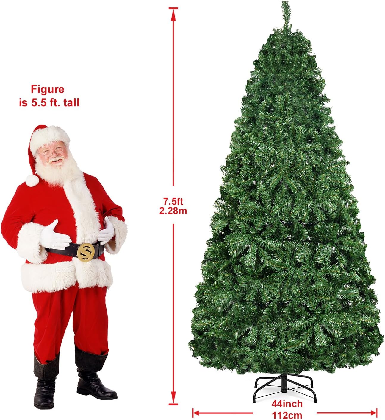 7d24hcare Árbol de Navidad artificial de abeto de alta calidad de 7.5 pies, árbol de Navidad decorado con soportes de metal para decoración navideña