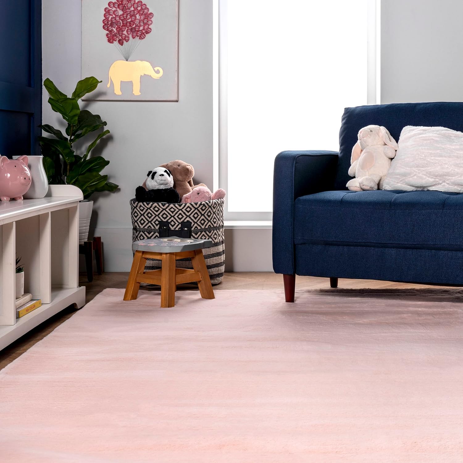 nuLOOM Layne – Alfombra suave y sedosa de piel sintética de conejo, 5 x 8, color rosa