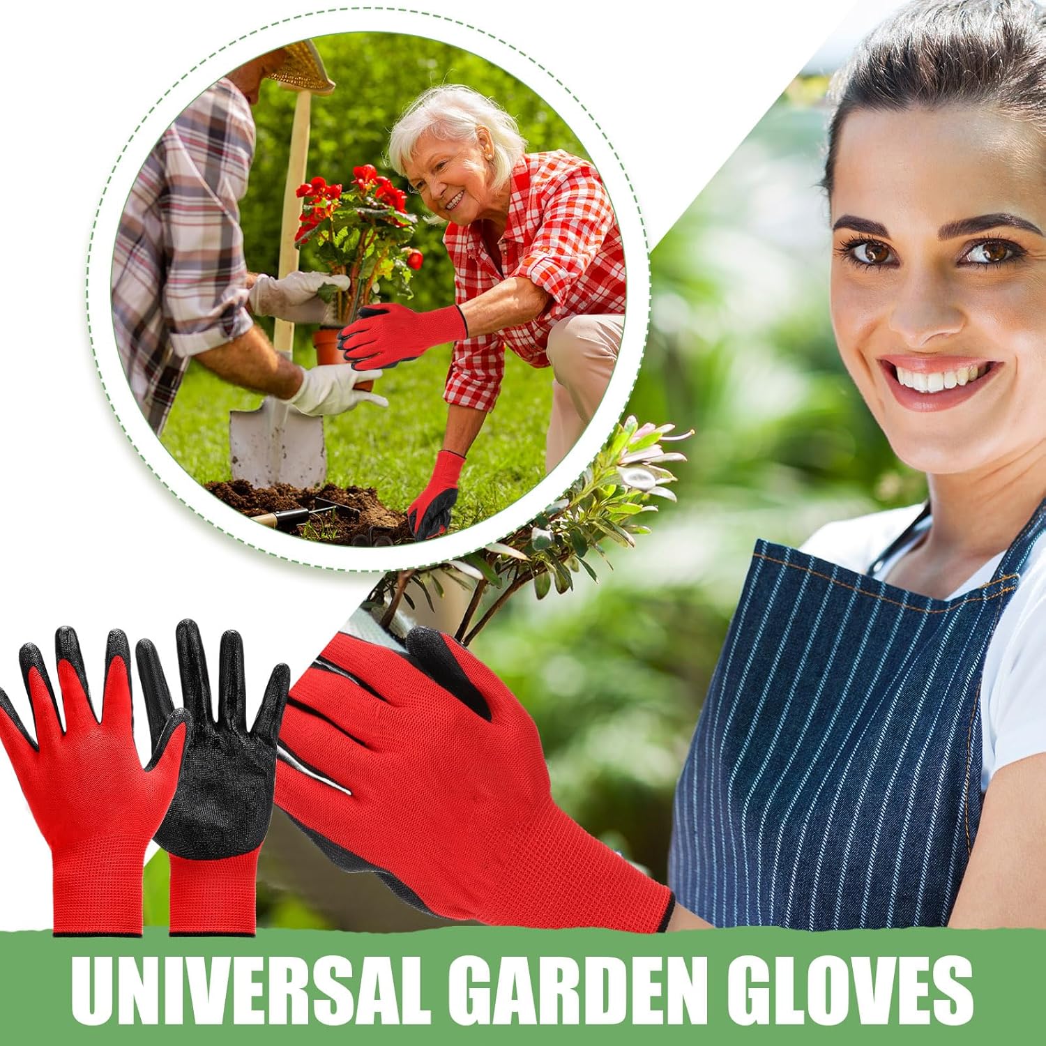 Sintuff 120 pares de guantes de jardinería para mujeres y hombres, guantes de jardín antideslizantes con revestimiento de goma transpirable a granel