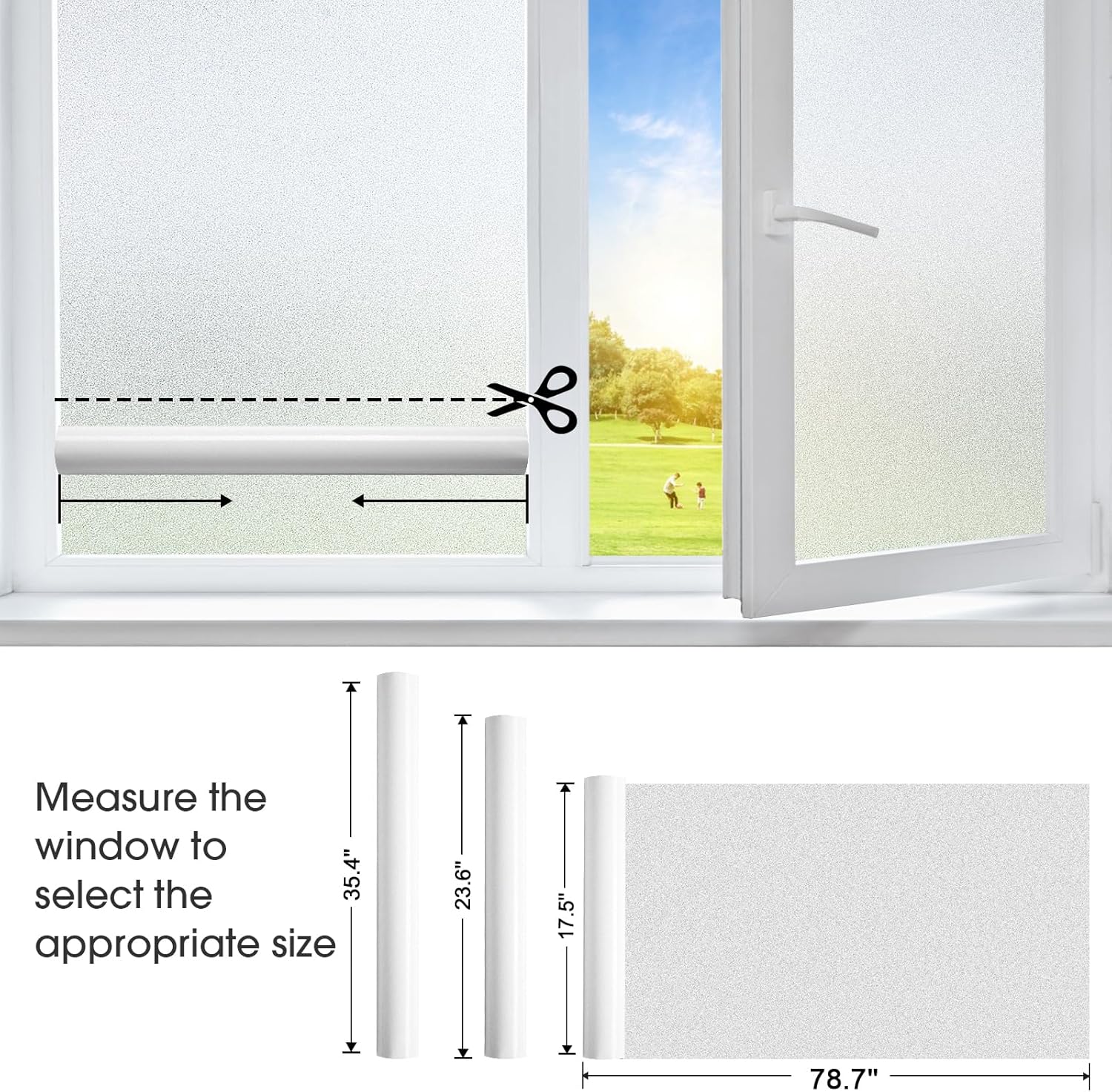 Coavas Película de privacidad para ventana, película de vidrio esmerilado, película para ventanas de baño, película de esmerilado de ventana de día