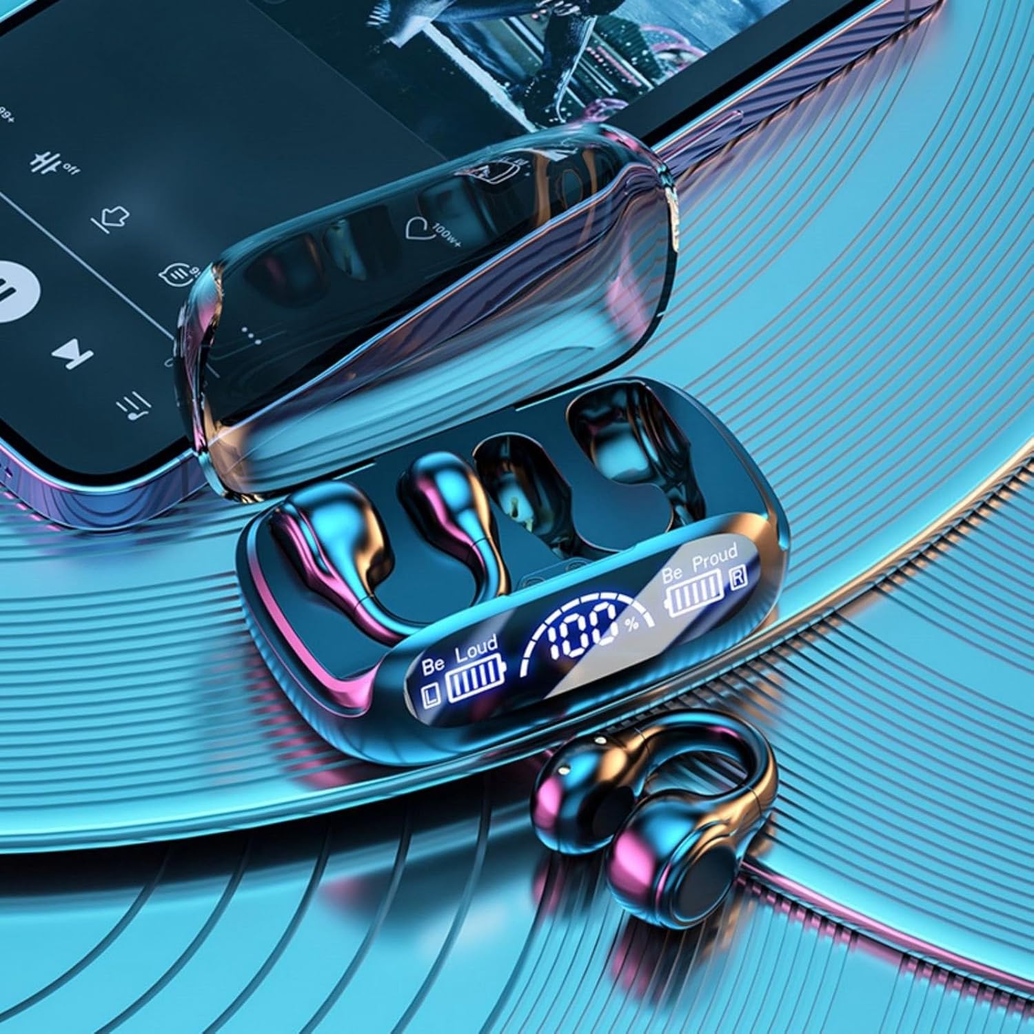 GBSELL Auriculares inalámbricos de conducción con clip para la oreja, Bluetooth 5.3, impermeables, para correr, deportes, ciclismo, conducción