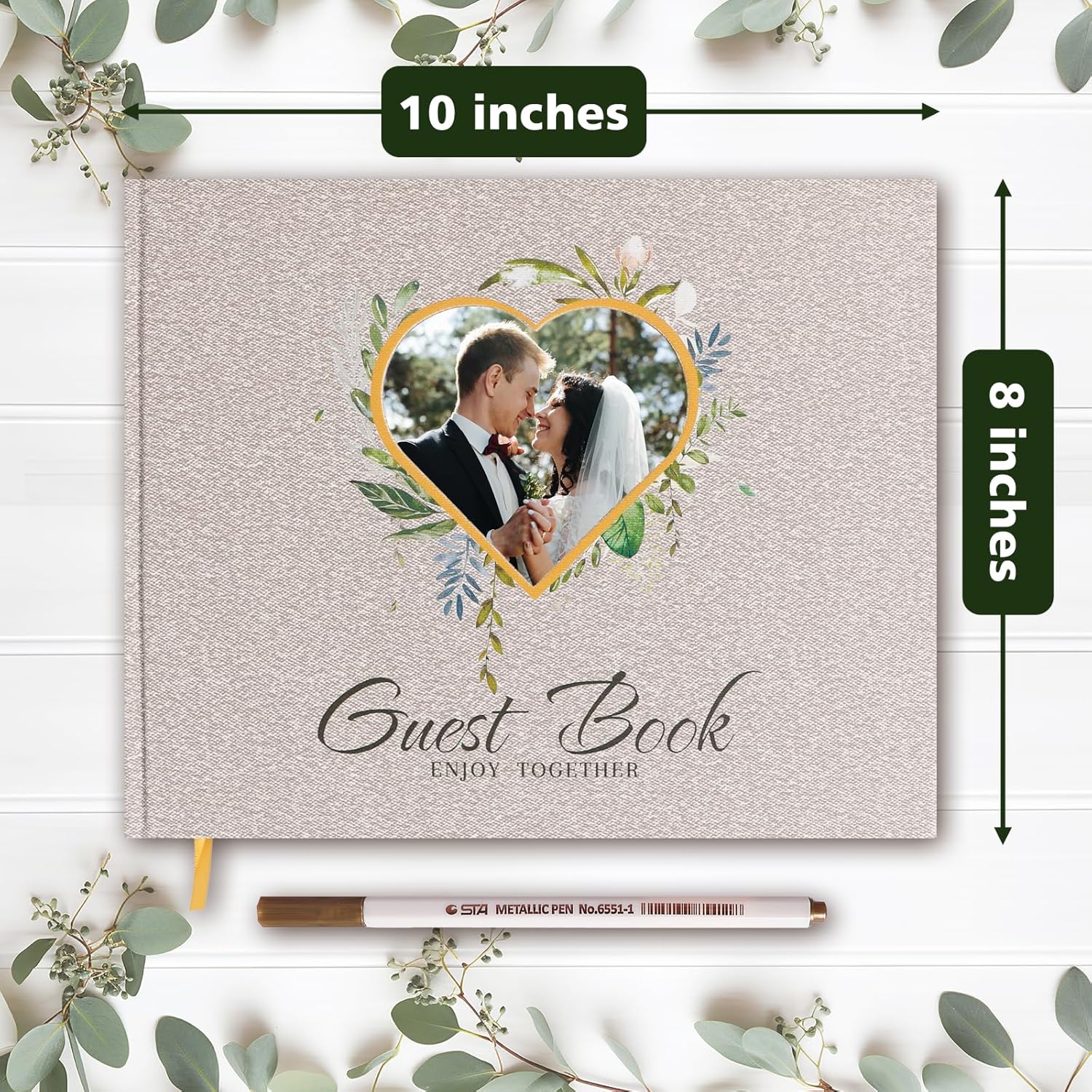 Libro de invitados de boda  Libro de invitados personalizado Polaroid para boda con bolígrafo, 120 páginas, tapa dura de 8 x 10 pulgadas, bueno como