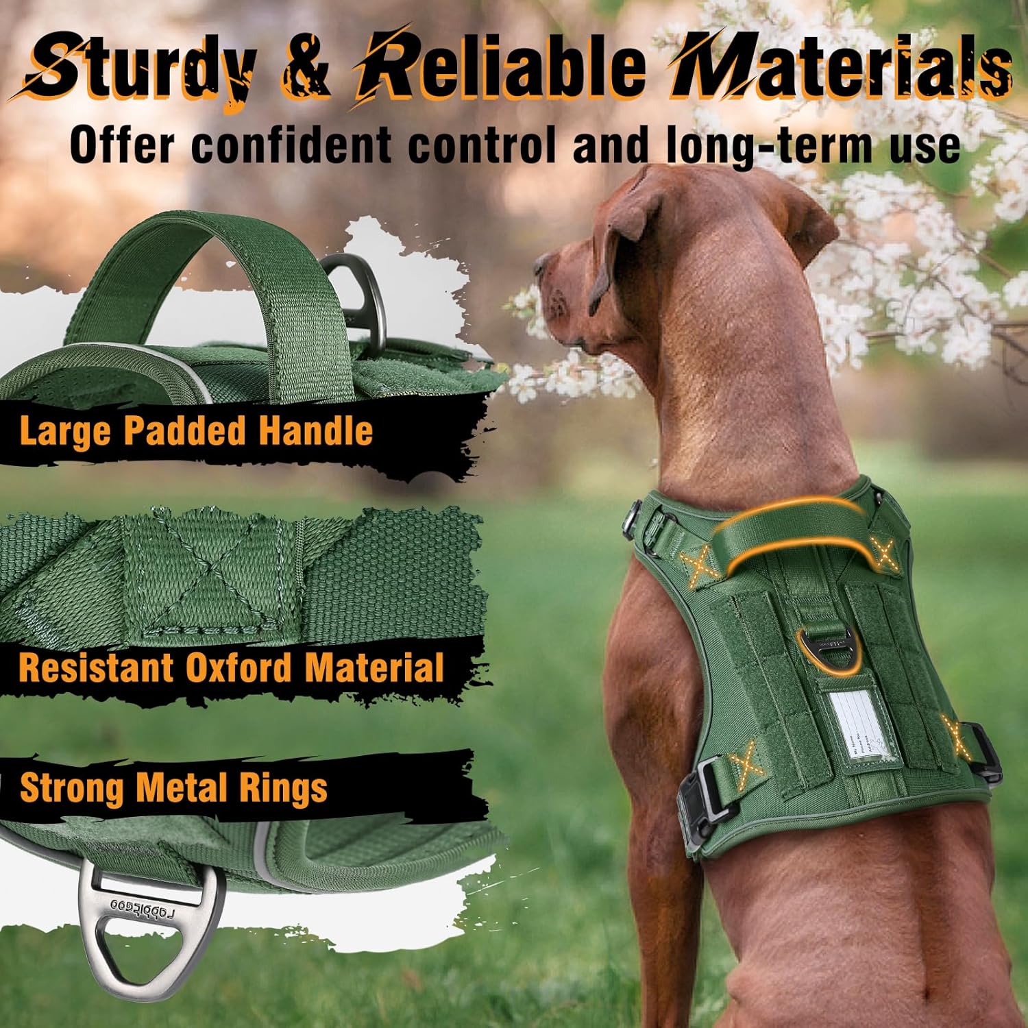 rabbitgoo Arnés para perros pequeños, medianos y grandes, chaleco de servicio táctico militar sin tirones con tiras reflectantes y asa de control,