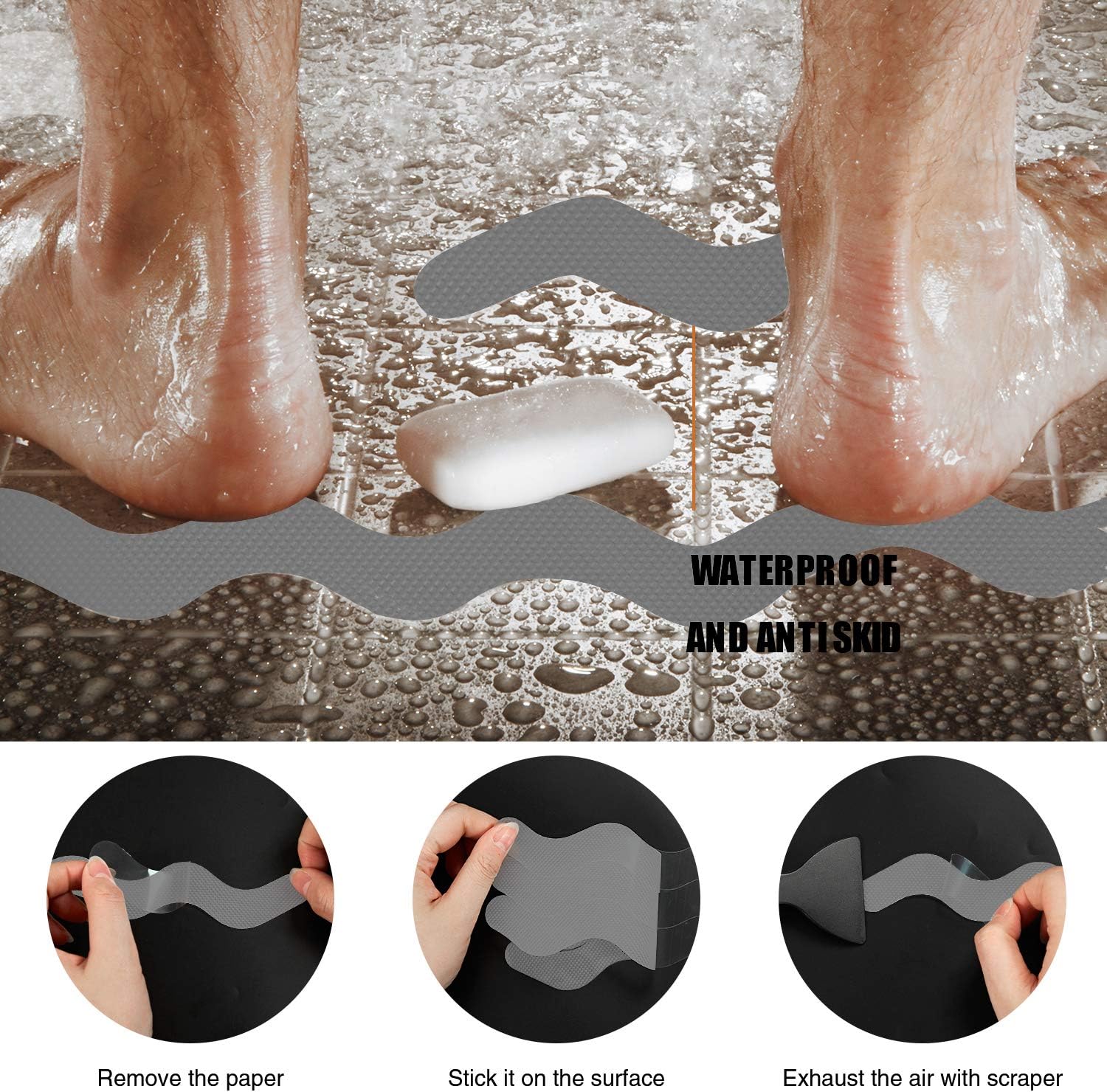36 calcomanías antideslizantes para regadera, tiras adhesivas de seguridad para tina con raspador de primera calidad para escaleras de bañera, ducha
