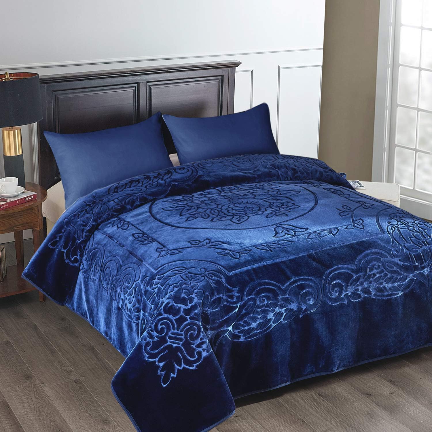 JML Manta de vellón tamaño King, manta pesada de visón coreano de 85 x 95 pulgadas, 9 libras, una sola capa, suave y cálida, Raschel gruesa para