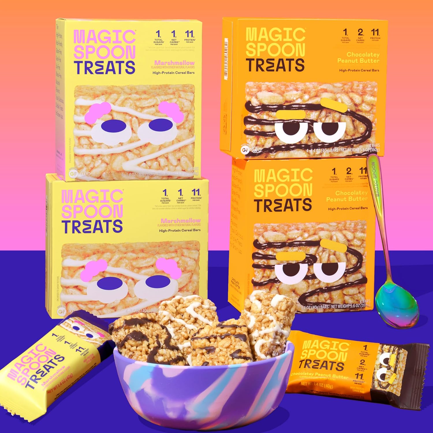 MAGIC SPOON Golosinas  Alta en proteínas, baja en carbohidratos, apta para dieta cetogénica, 0.04 oz de azúcar, sin gluten, barra de cereales