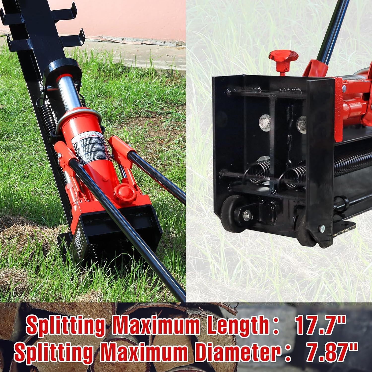 BIG RED ATGS012 Torin Divisor hidráulico de troncos Divisor de madera manual duradero con viga horizontal de acero completo, máquina que ahorra mano