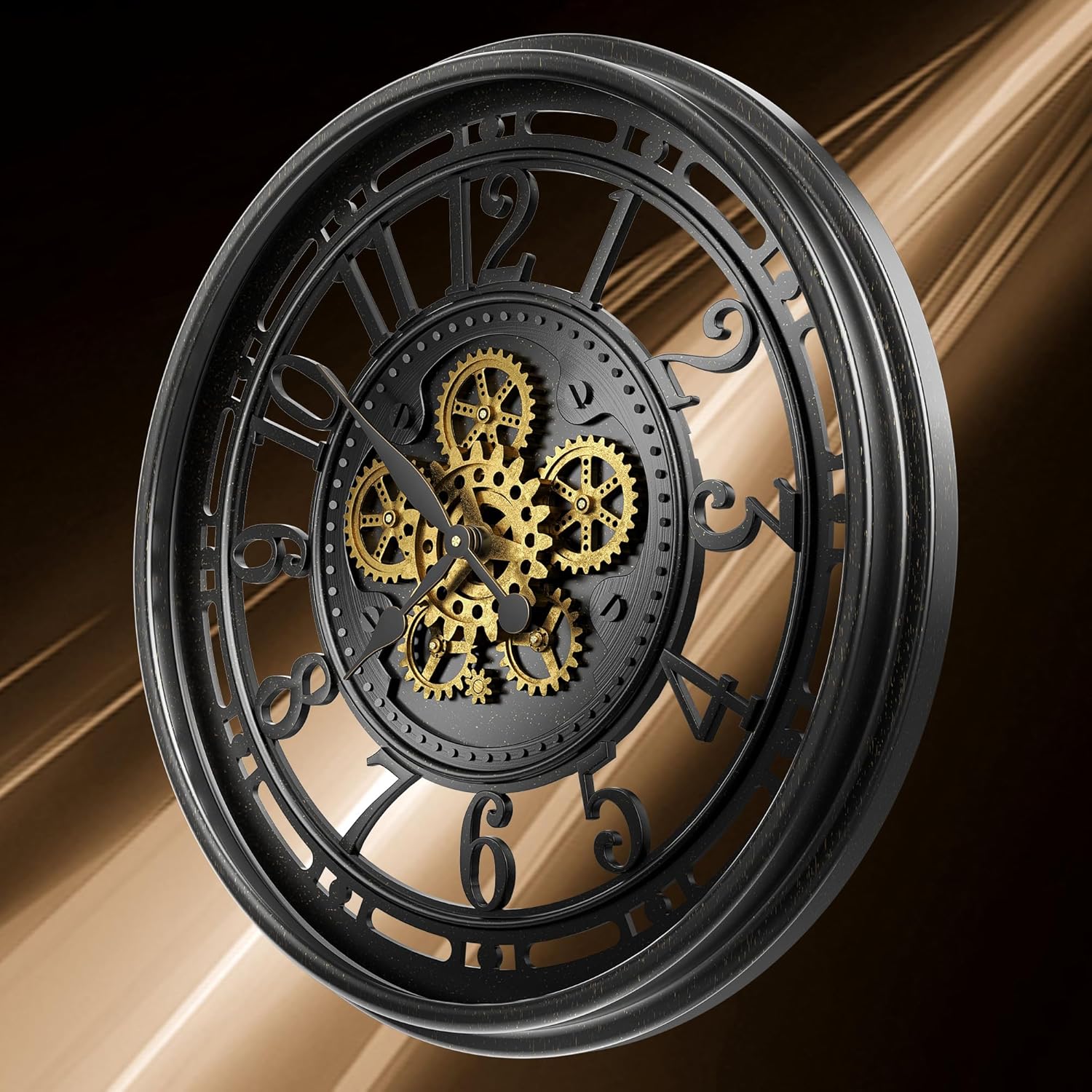 Reloj de pared grande de 28 pulgadas con engranajes móviles reales, reloj de pared decorativo moderno a pilas, reloj de pared industrial steampunk