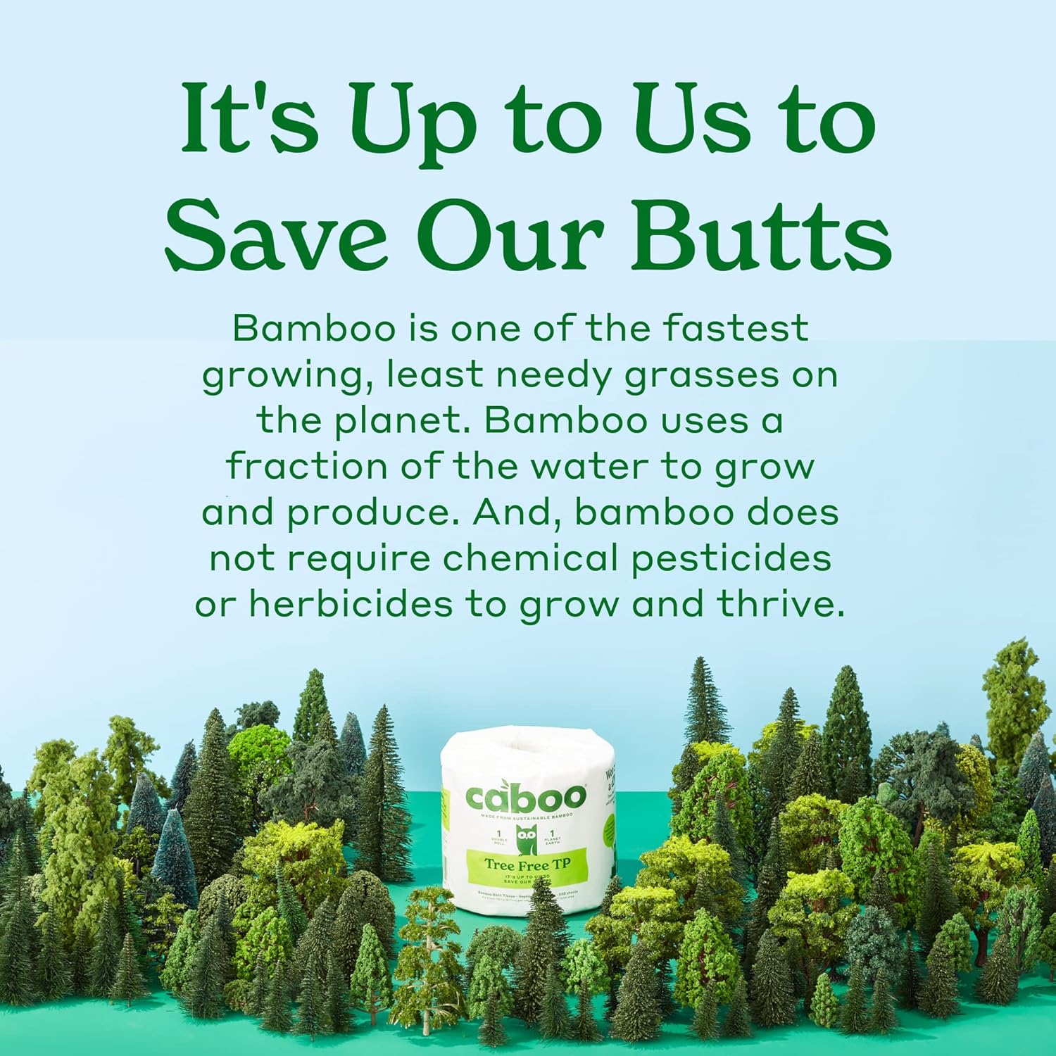 Caboo Papel higiénico de bambú, rollos de papel higiénico envueltos individualmente, sin árboles, papel higiénico ecológico, rollo grande con 550