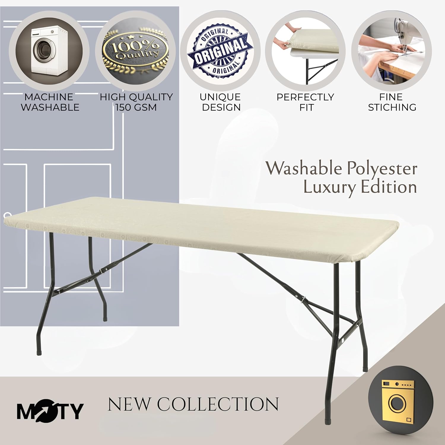 Mantel rectangular ajustable para mesas de 6 pies mantel elástico reutilizable pmesas plegables de banquete tela lavable 100% de poliéster con