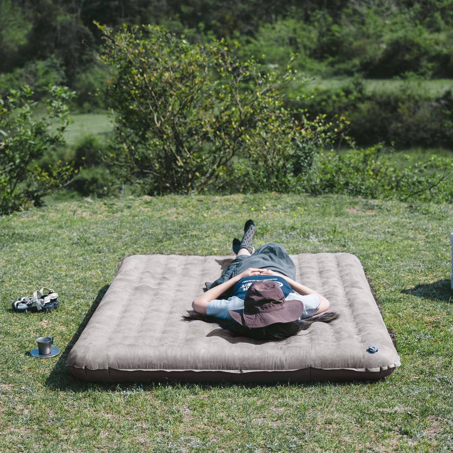 Naturehike CosyWild – Colchón de aire para 2 personas, cuna de campamento, cama inflable portátil de tamaño matrimonial con superficie de gamuza,