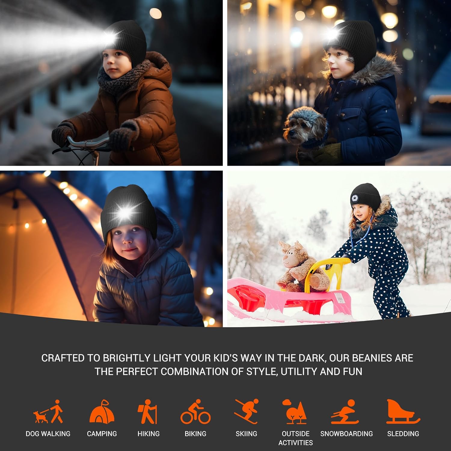 TOUCH TWO Beanie Hat with Light & Ear Flaps, USB Rechargeable LED Headlamp Cap-Winter Hat Stocking Stuffers Gifts