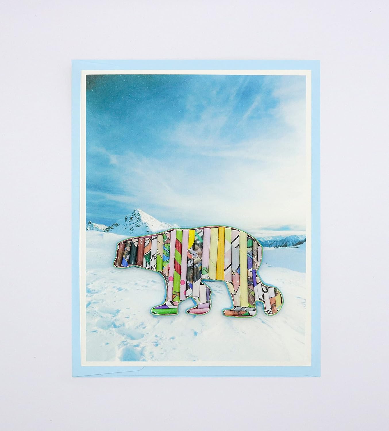 Polar Bear Recycled Card  Eco-friendly Handmade from Magazine  Iceberg Greeting Card  Holiday Card