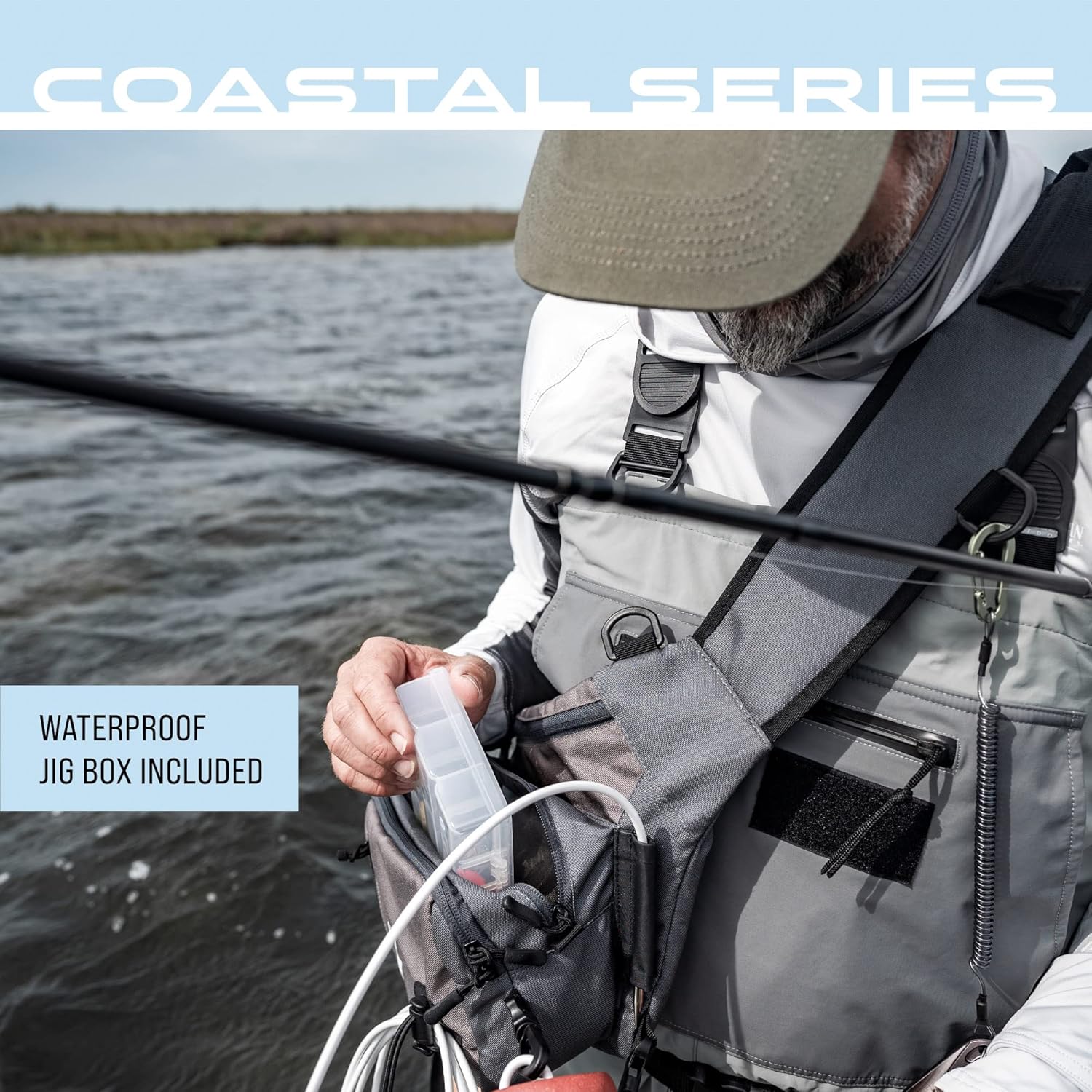FROGG TOGGS Flats Sling Pack, Easy Hands-Free tackle storage bag with built-in Rod Support