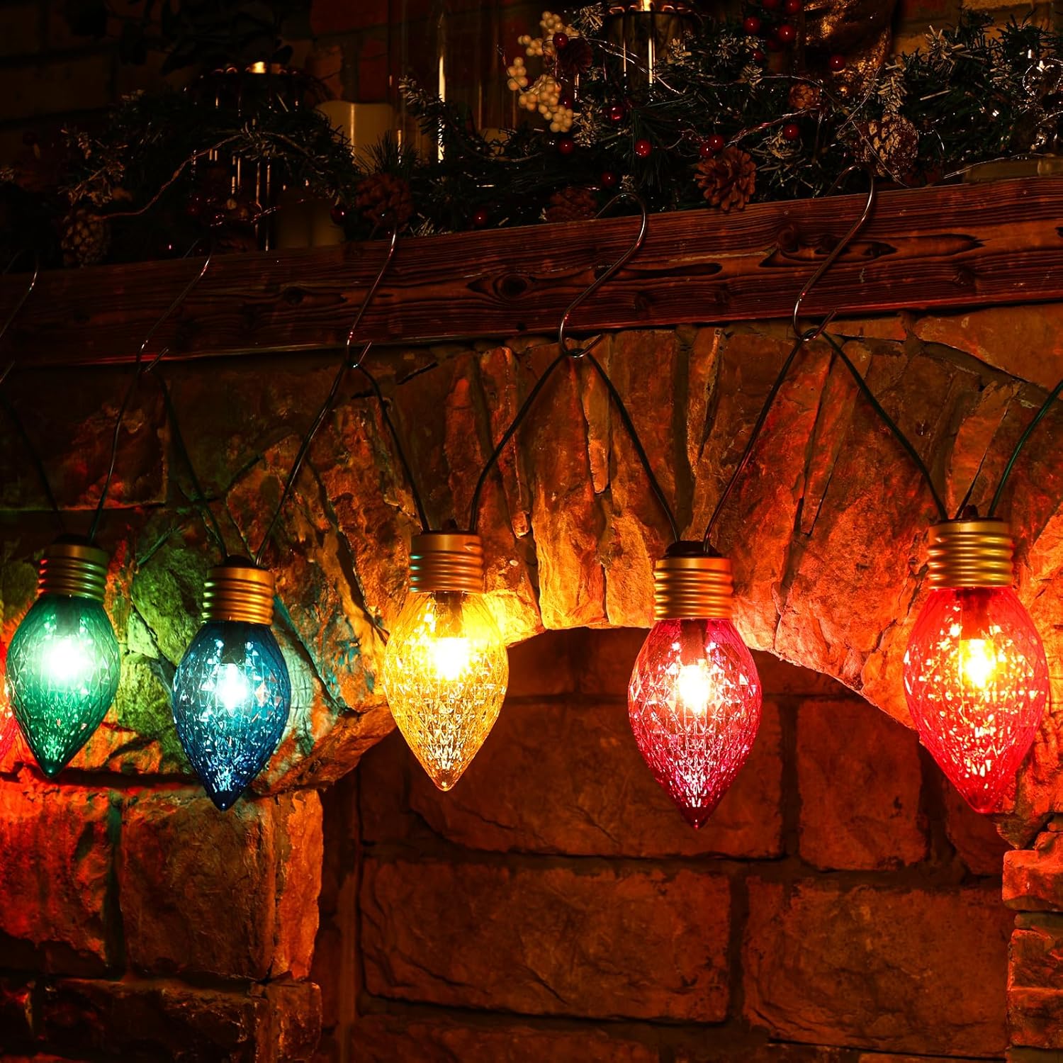 Treela 2 rollos de 20 luces LED de 13.5 pies gigantes de Navidad para exteriores, cadena de luces de Navidad gigantes para colgar de 8 pulgadas