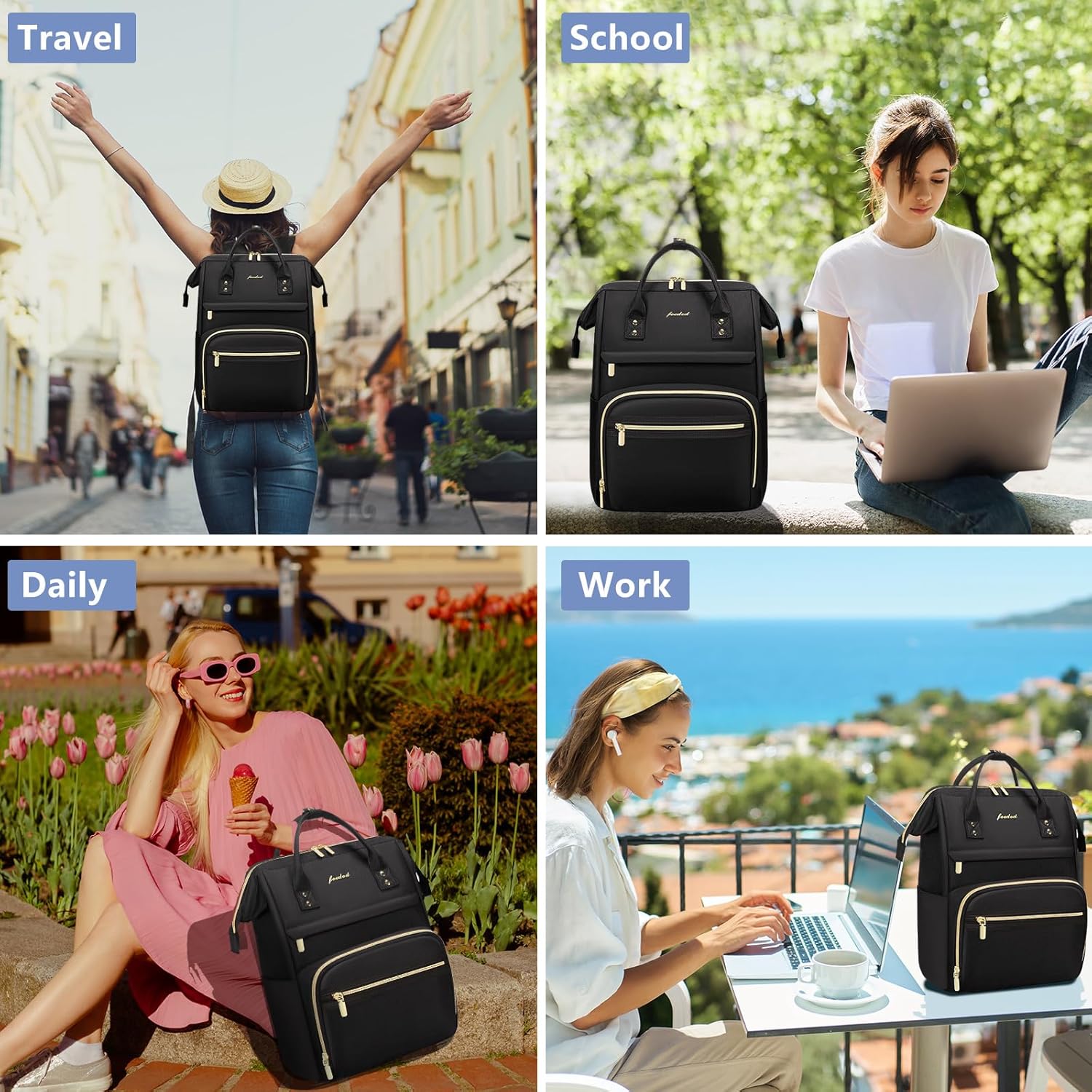 Bolsas para laptop para mujer, mochila para enfermera mochila para profesores de 15.6 pulgadas con puerto USB, mochila casual antirrobo, bolsa de
