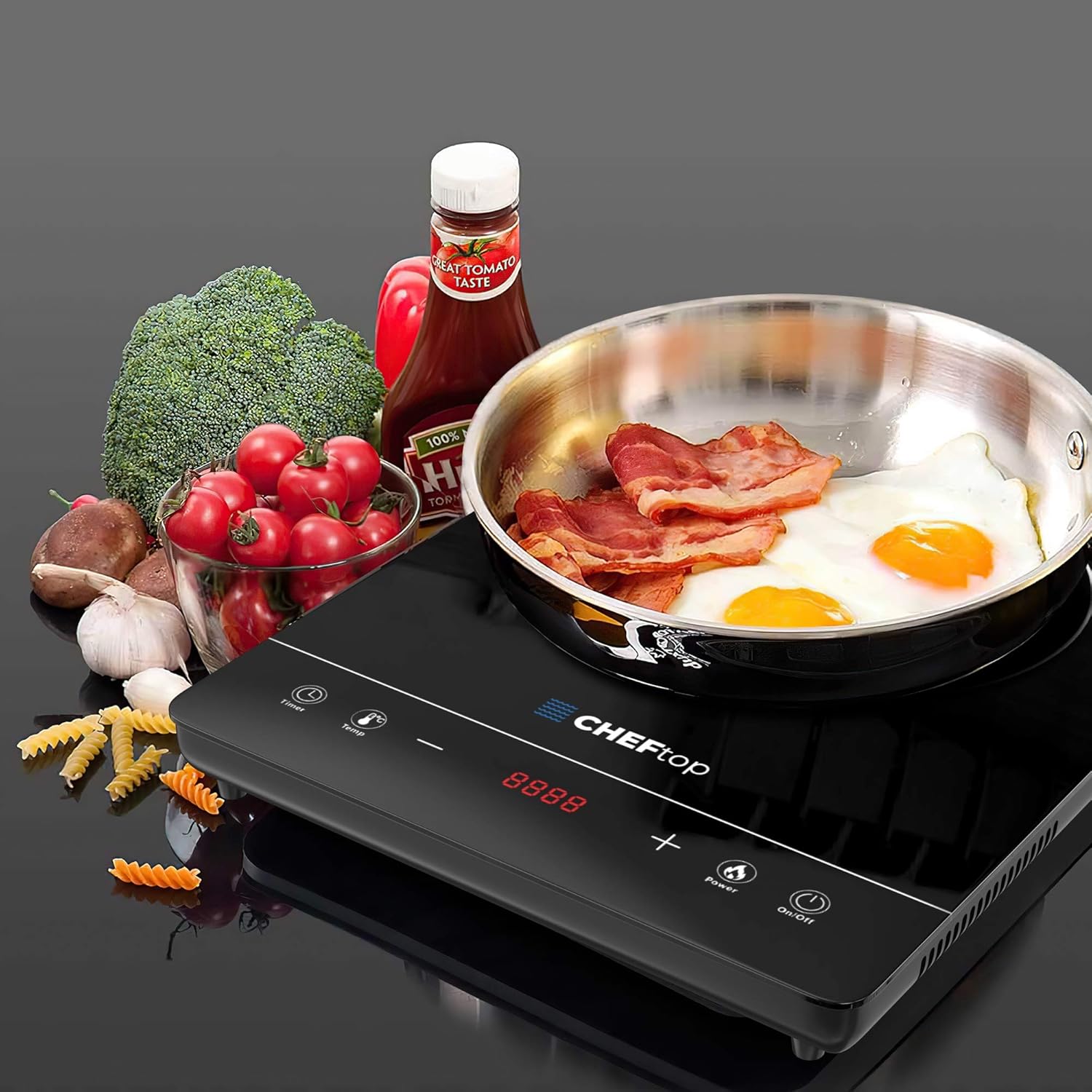 Cheftop – Quemadores de inducción portátiles de inducción de 120 V, parte superior de cerámica digital con bloqueo de seguridad para niños, 1800
