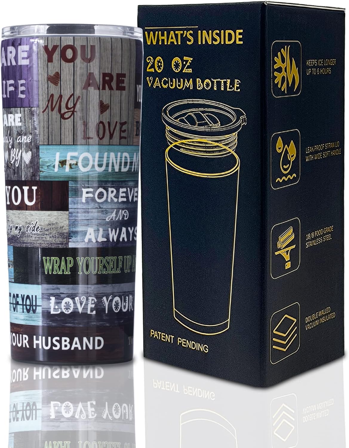 Boelia Botella de agua de acero inoxidable aislada con popote aislado al vacío para mantener el calor y el frío, libre de BPA, 20 onzas, regalos de
