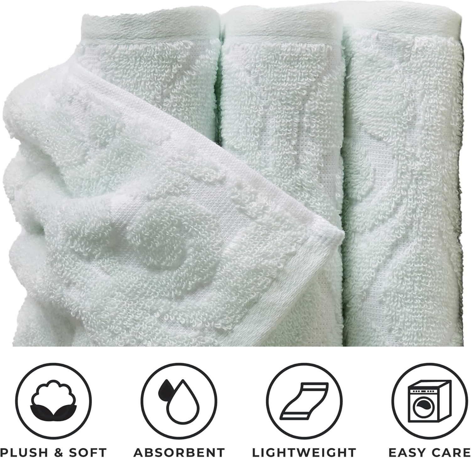 Great Bay Home Toallas de baño 100% algodón jacquard, toallas de baño absorbentes de secado rápido. Colección Cassie (toalla de mano (paquete de 4),