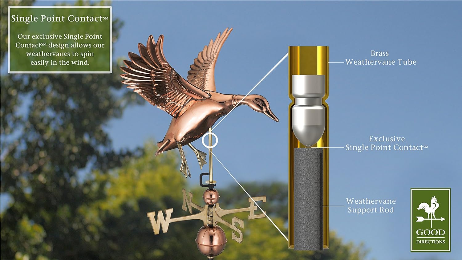 Good Directions Landing Duck Veleta de cobre puro