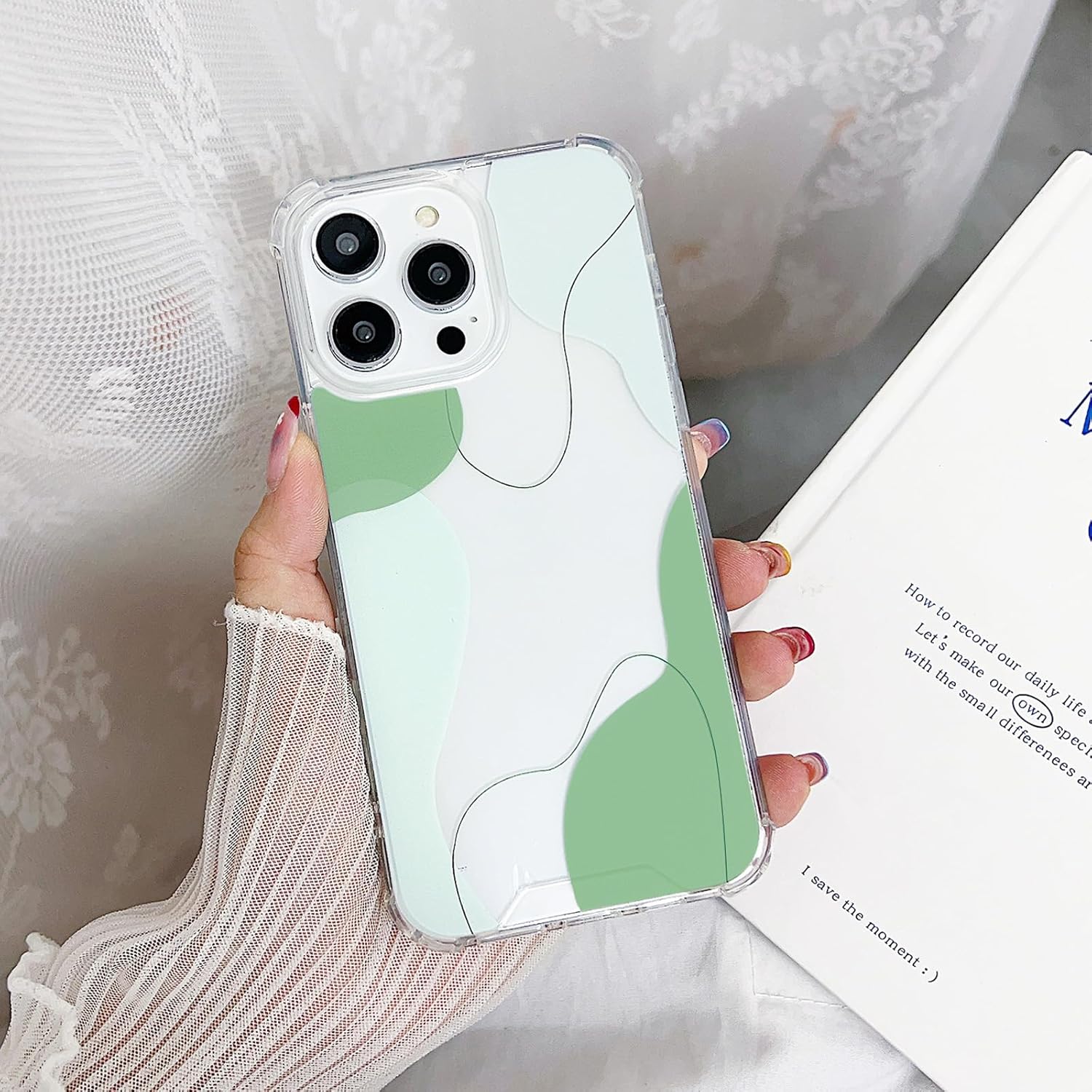 Diseñada para iPhone 14 Pro Max, bonito patrón ondulado de corazón pintado para mujeres y hombres, borde de TPU suave, protección trasera de