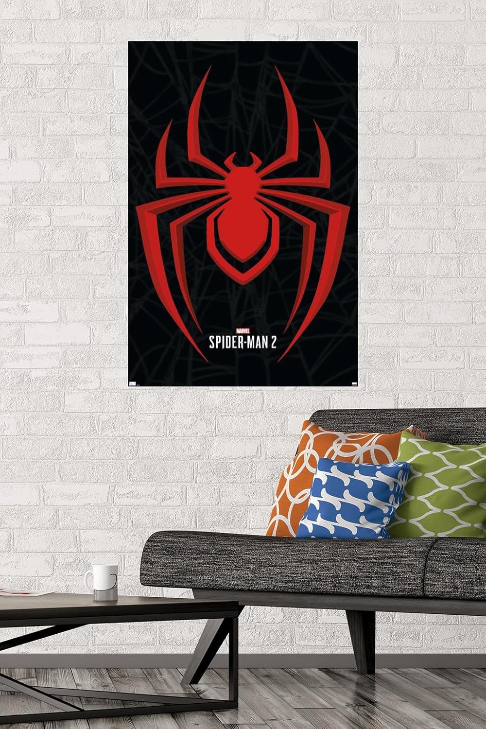 Trends International Marvel’s Spider-Man 2 – Póster de pared con icono de Miles Morales, 22.37 x 34.00 pulgadas, paquete de póster y montaje prémium