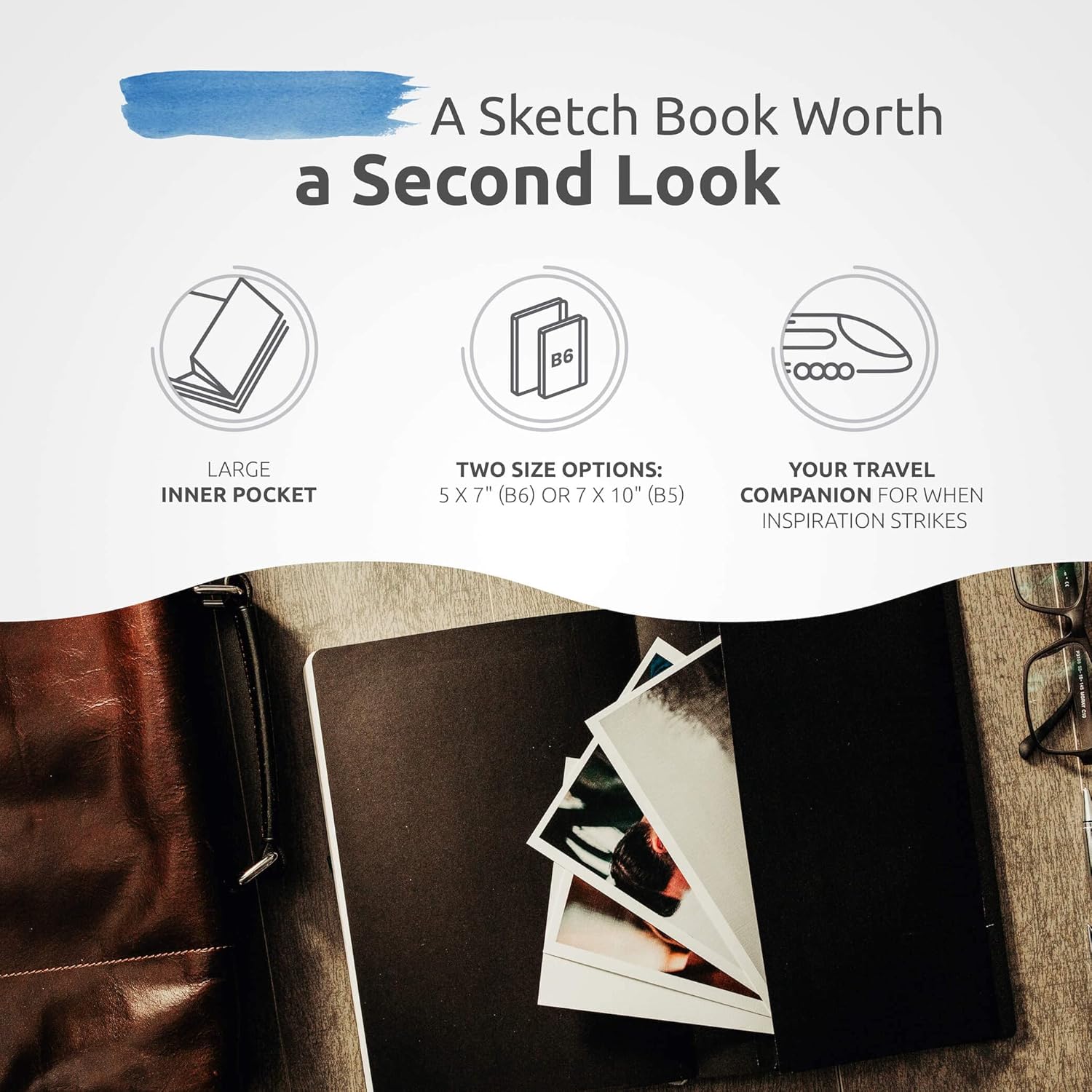 ZenART – Cuaderno de dibujo grande B5 con papel marfil grueso de 120 GSM, sin ácidos, bonito cuaderno de bocetos de tapa dura con encuadernación