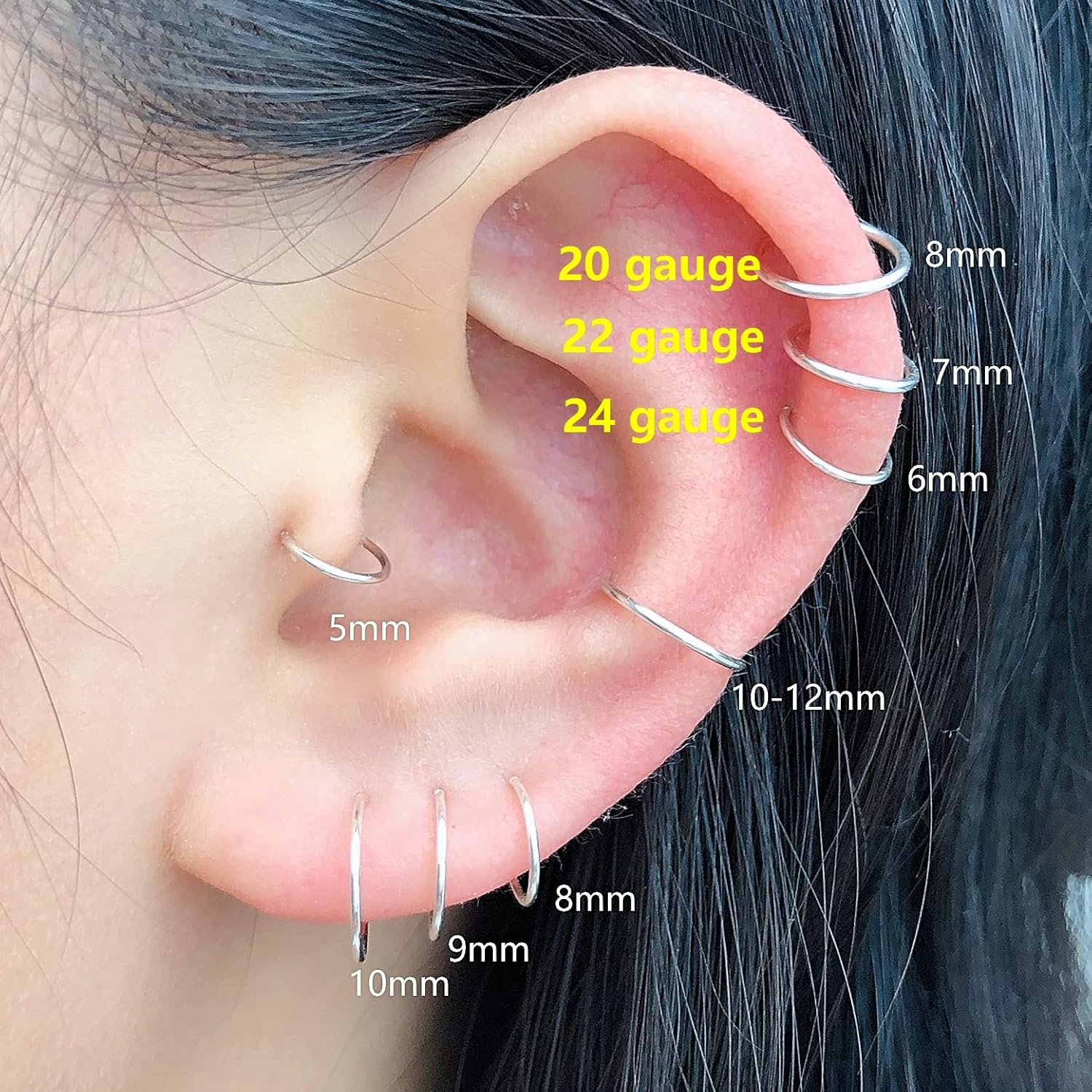 925 Sterling Silver Cartilage Helix Tragus Earring Small Huggie Hoop Earrings for Women Piercing Jewelry