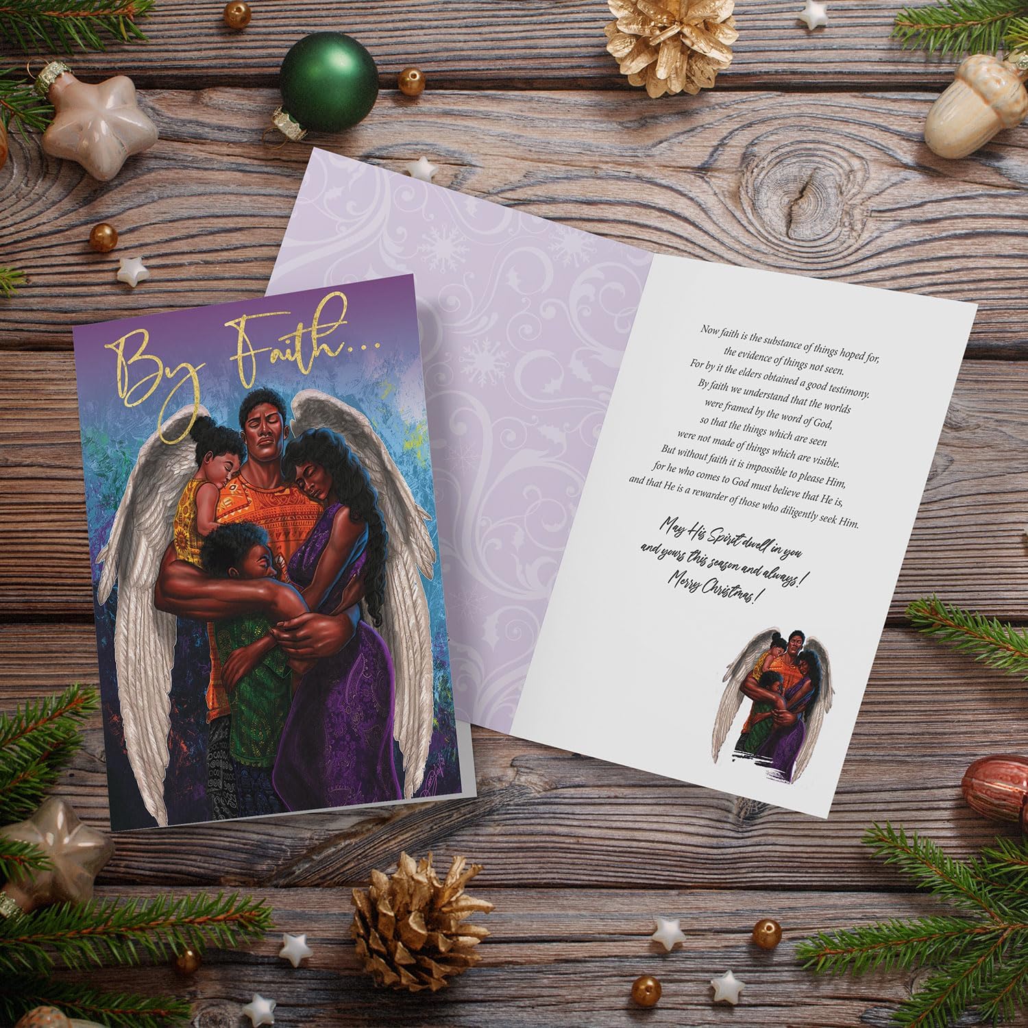 African American Expressions – Juego de tarjetas de Navidad en relieve en caja – Diseños religiosos tradicionales – Juego de 15 tarjetas (5×7) con