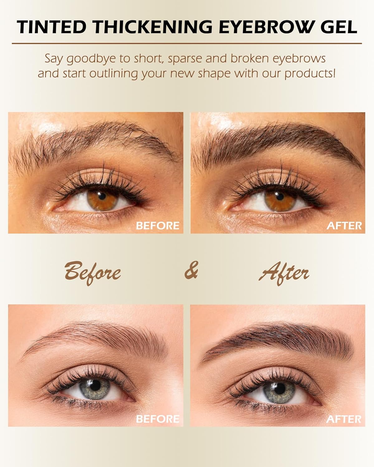 Gel de cejas teñido resistente al agua – Gel de cejas engrosante teñido marrón, pegamento voluminizador de cejas rápido para cejas, maquillaje de