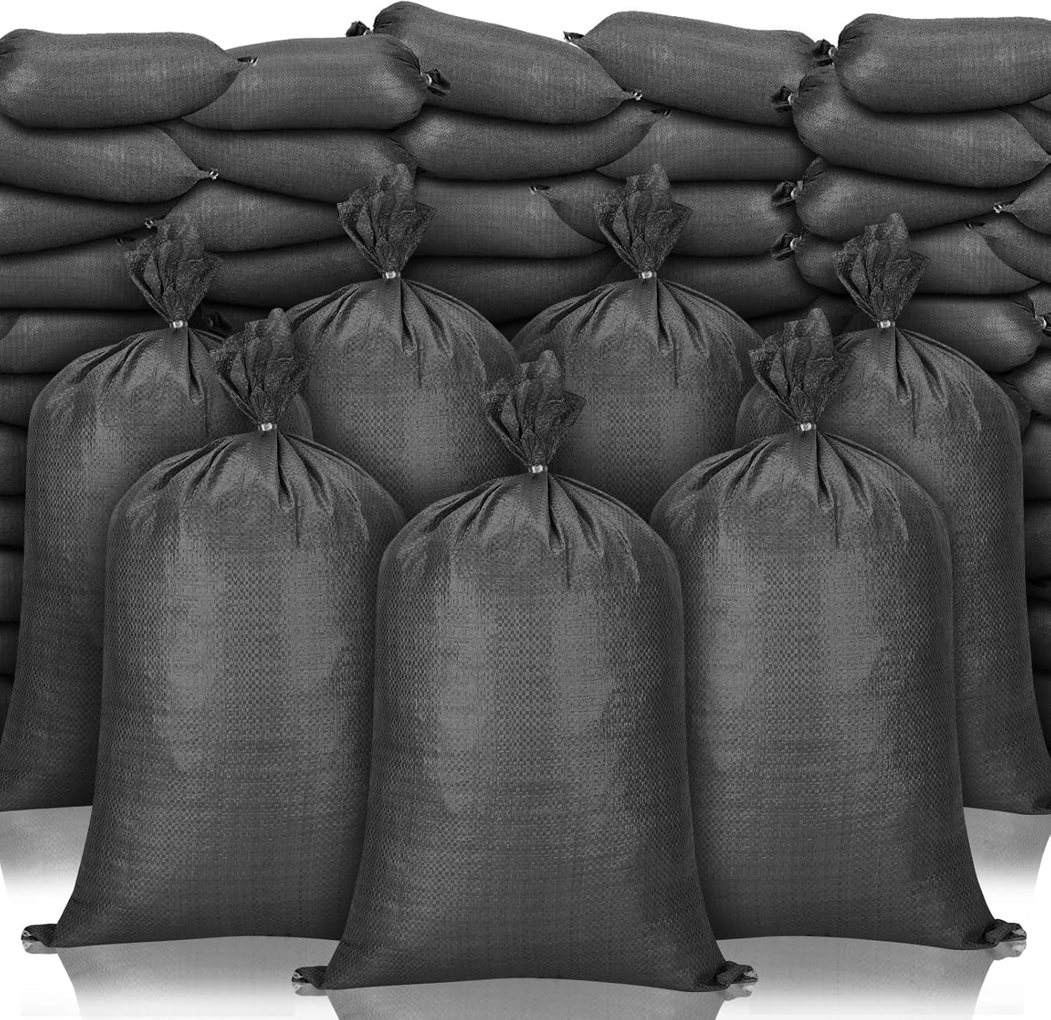 200 bolsas de arena vacías resistentes con lazos, bolsas de arena de polipropileno tejido, bolsa de arena a granel para inundaciones, 16 x 26