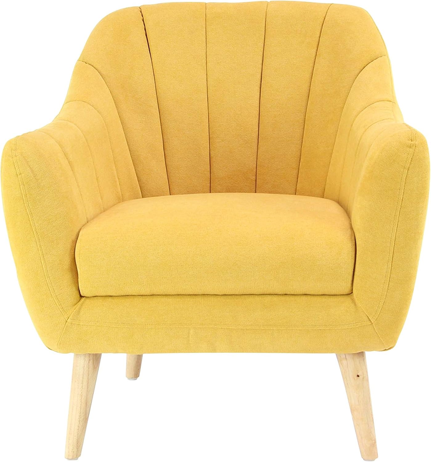 Deco 79 Silla decorativa copetuda de tela, 30 x 28 x 32 pulgadas, amarillo