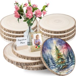 Rebanadas de madera, 10 piezas redondas de madera de 8 a 9 pulgadas, rebanadas de madera para centros de mesa, galletas de madera, centros de mesa Rebanadas de madera, 10 piezas redondas de madera de 8 a 9 pulgadas, rebanadas de madera para centros de mesa, galletas de madera, centros de mesa