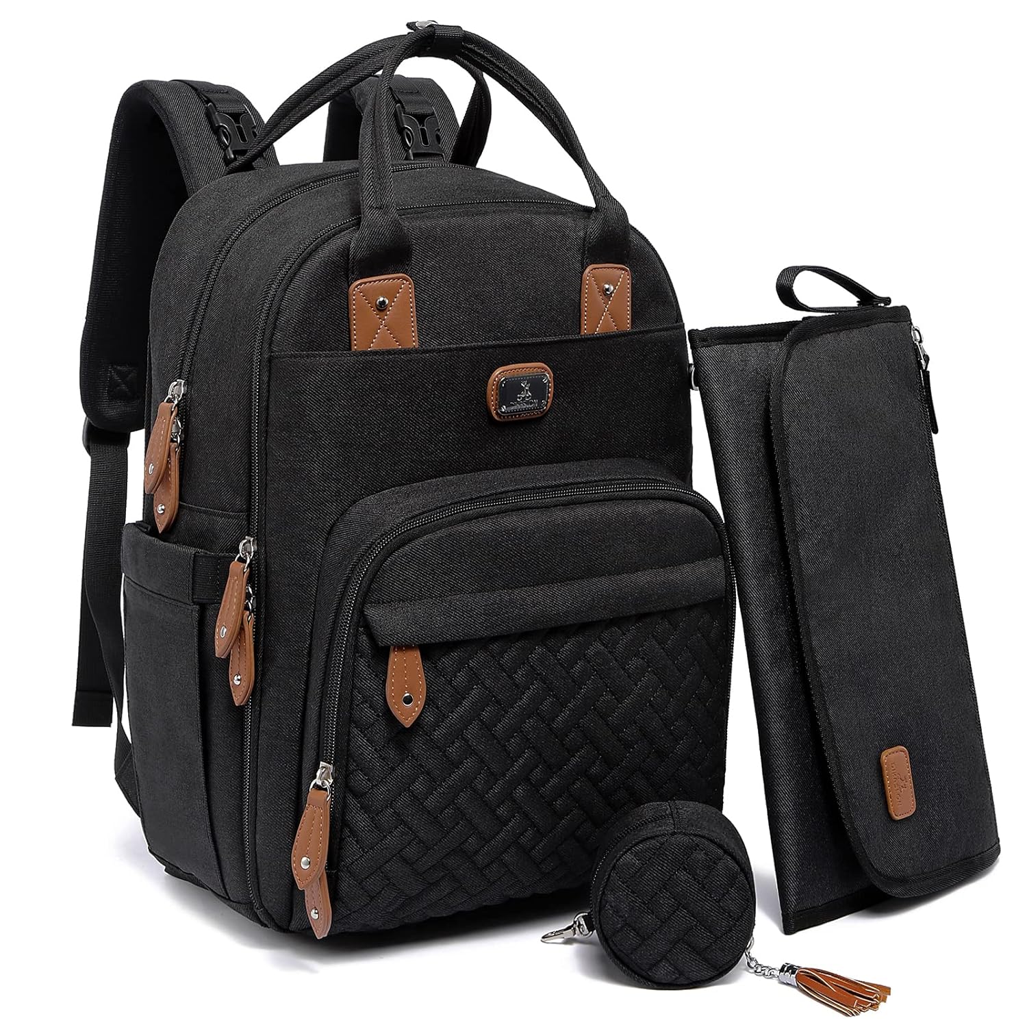 Dikaslon – Mochila para pañales con cambiador portátil, funda para chupete y correas para cochecito, bolsas de bebé unisex grandes para niños y