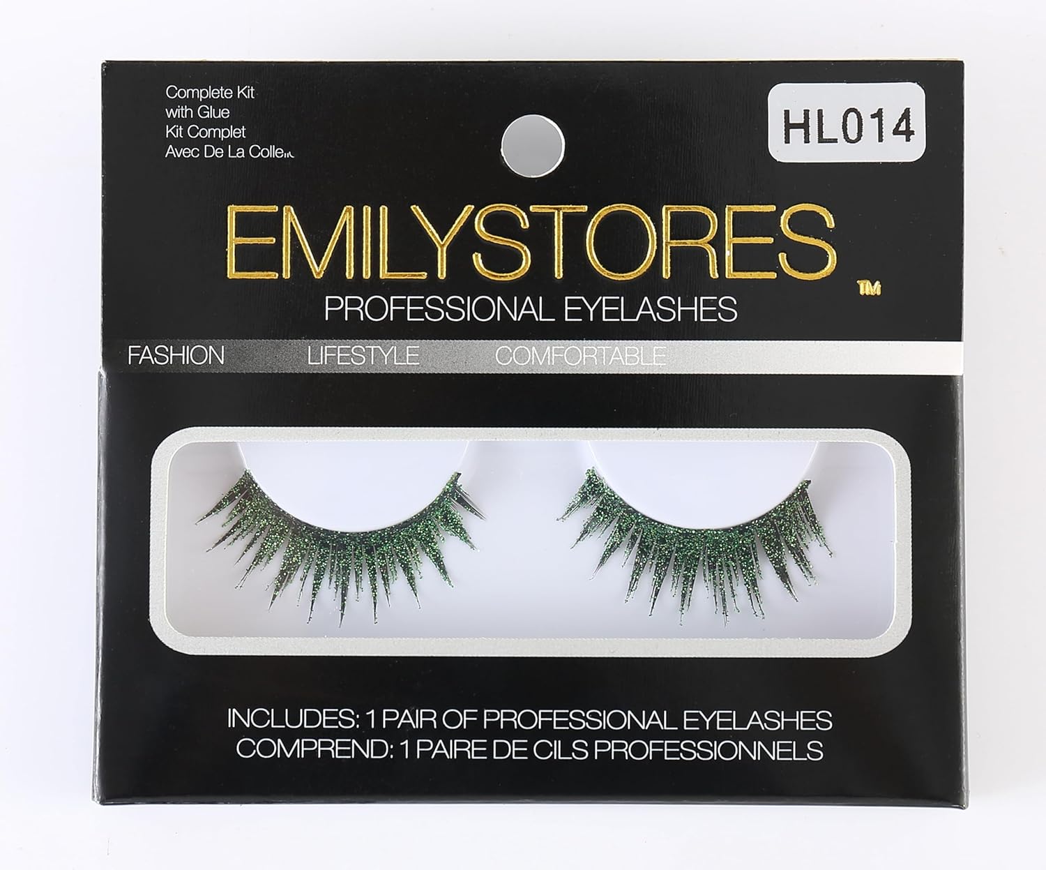 EMILYSTORES – Pestañas para disfraz de estrella brillante con alas verdes para Halloween, pestañas dramáticas, aspecto de fiesta, 1 par