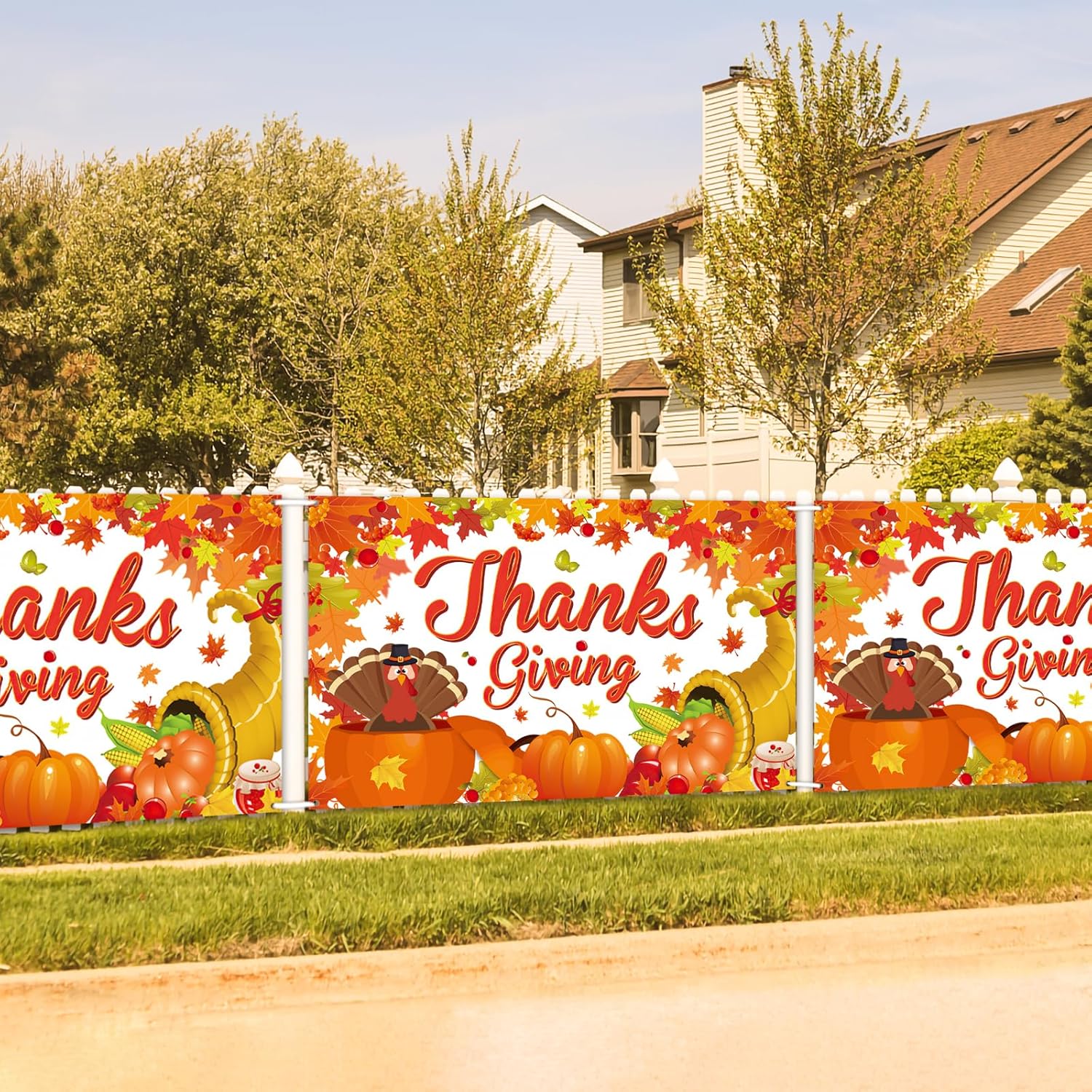 Cartel decorativo para el día de Acción de Gracias, extra grande, 72 x 44 pulgadas, pancarta de otoño para el día de Acción de Gracias, telón de