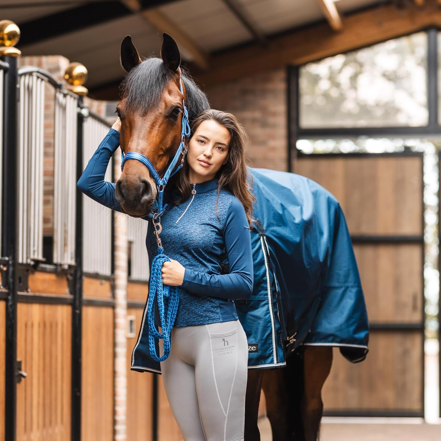 HORZE Glasgow – Hoja de caballo impermeable ligera (sin relleno), color azul ópalo, 78 pulgadas