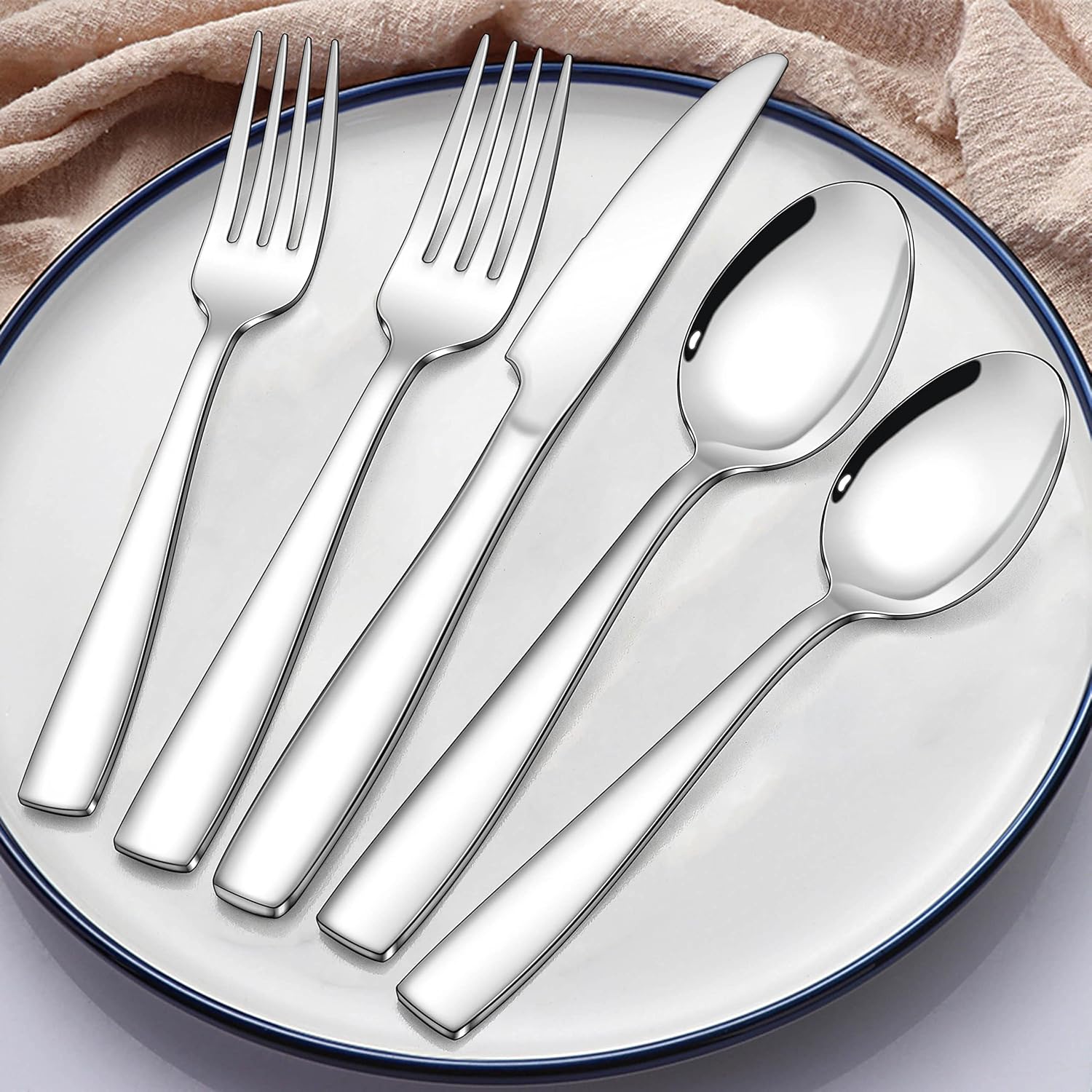 Homikit Juego de cubiertos 1810, 30 piezas de cubiertos de acero inoxidable para 6, vajilla de metal elegante para restaurante casero, bonito y