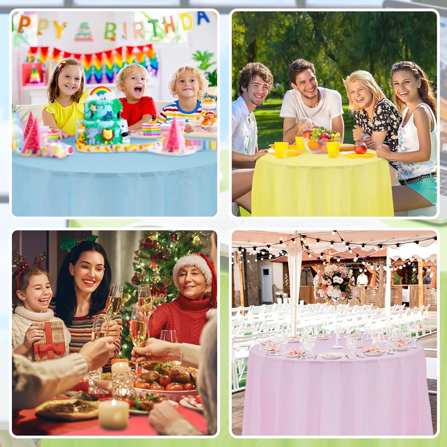 24 manteles redondos de plástico, fundas de mesa redondas desechables para baby shower, día de San Valentín, boda, fiesta de cumpleaños, decoración