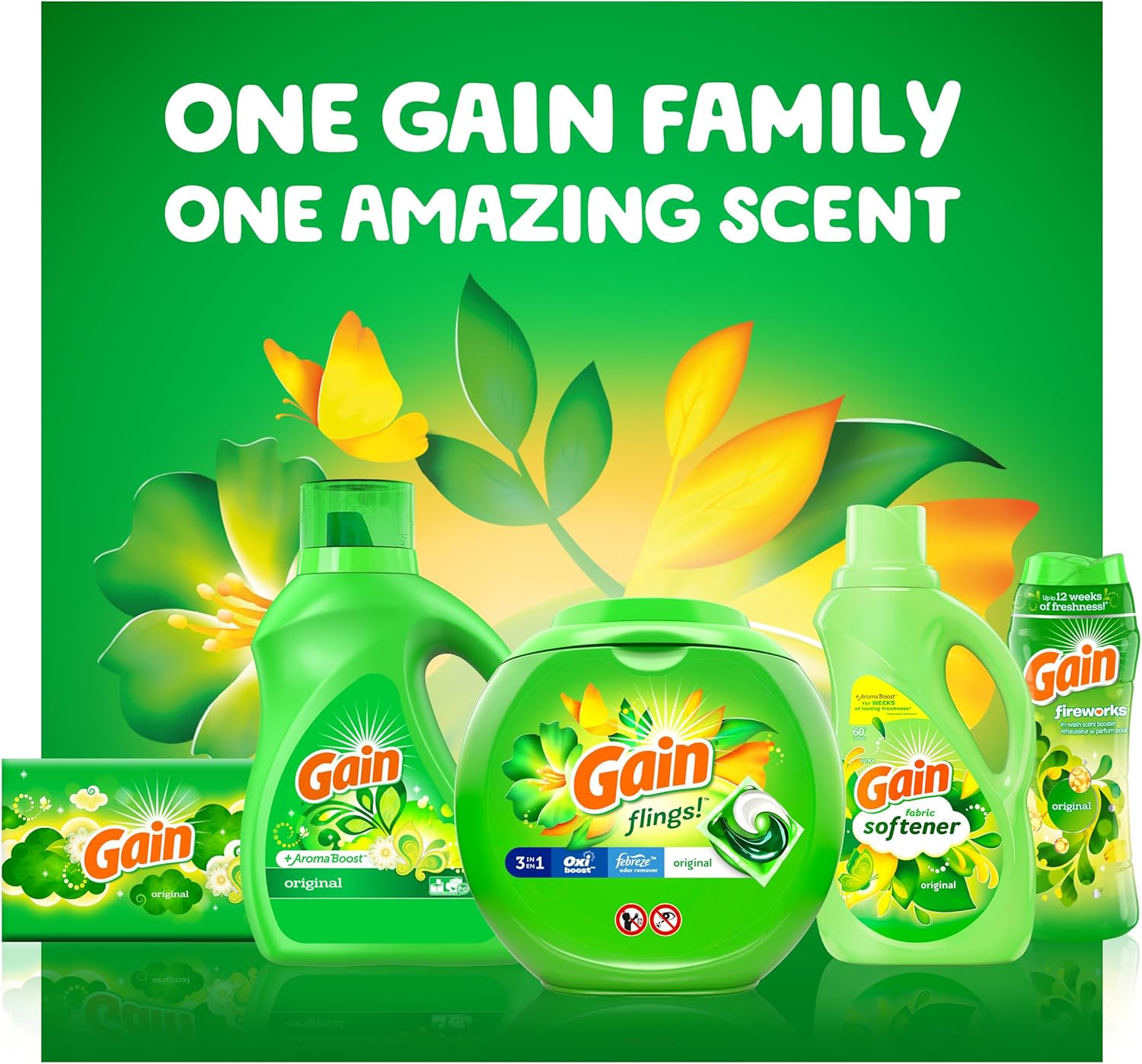 Gain Fireworks – Cuentas de refuerzo de aroma en lavado, original, 18.2 onzas