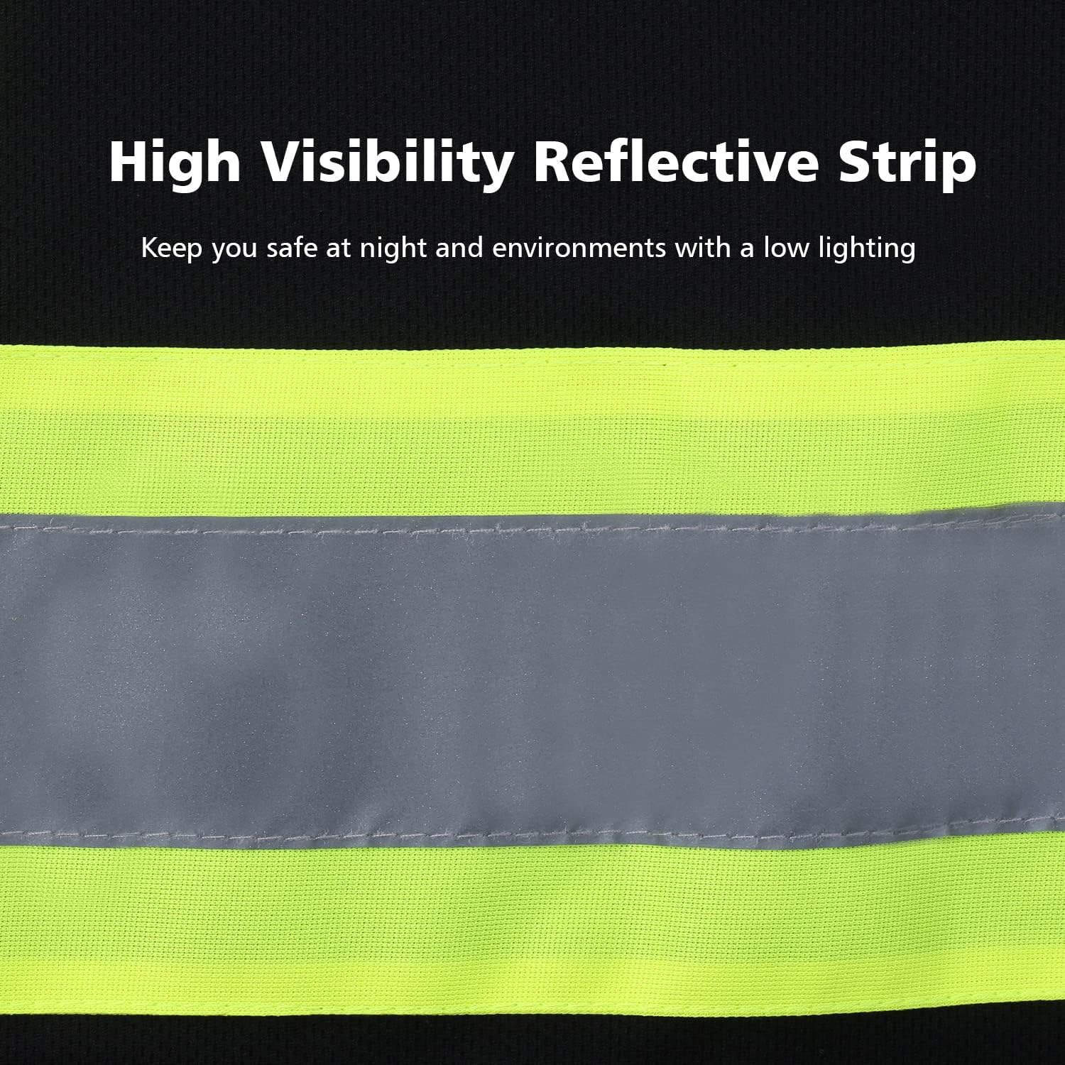 BLKNIGHTS Camisa de seguridad reflectante de alta visibilidad para hombres ANSI Clase 2 Trabajo de construcción Camisa negra de manga larga
