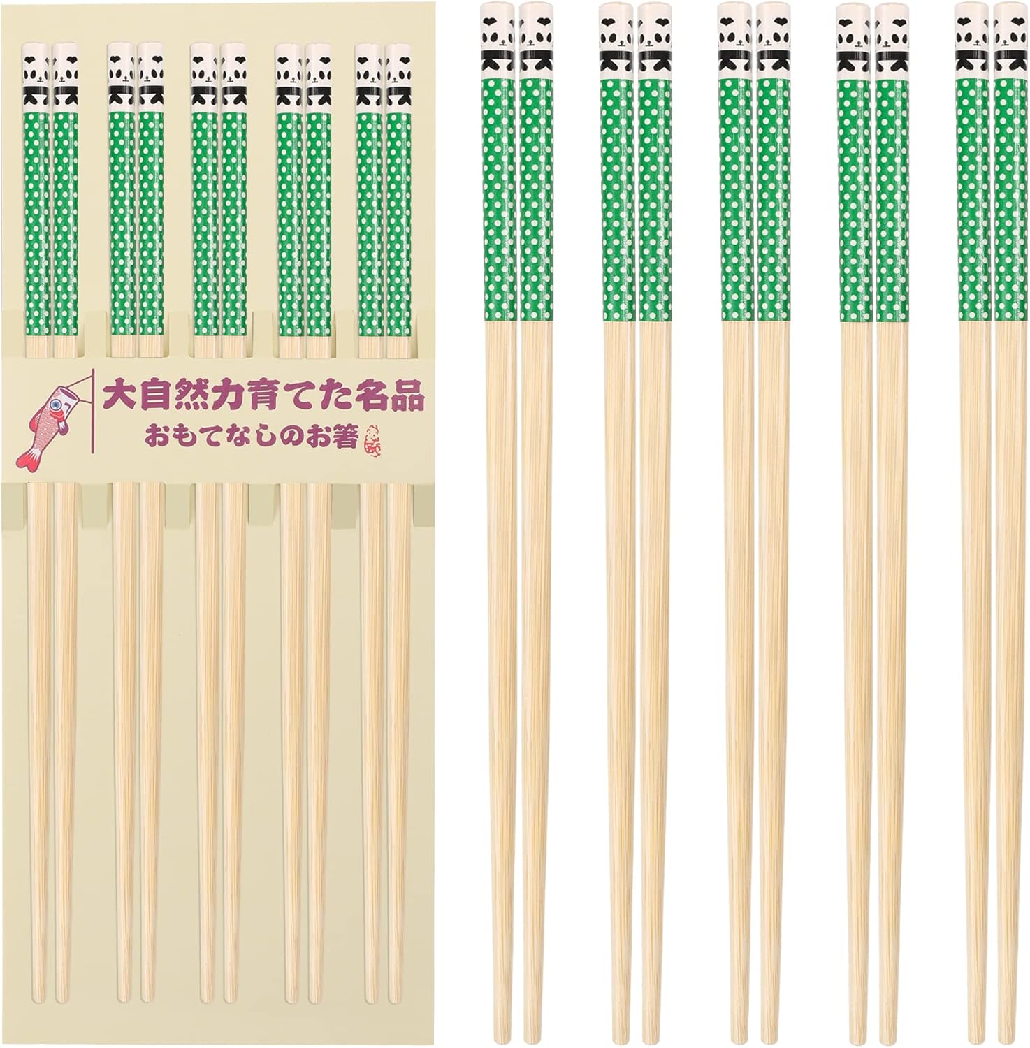 Panda Palillos reutilizables de bambú natural, aptos para lavavajillas, juego de palillos antideslizantes para fideos de arroz de sushi, vajilla